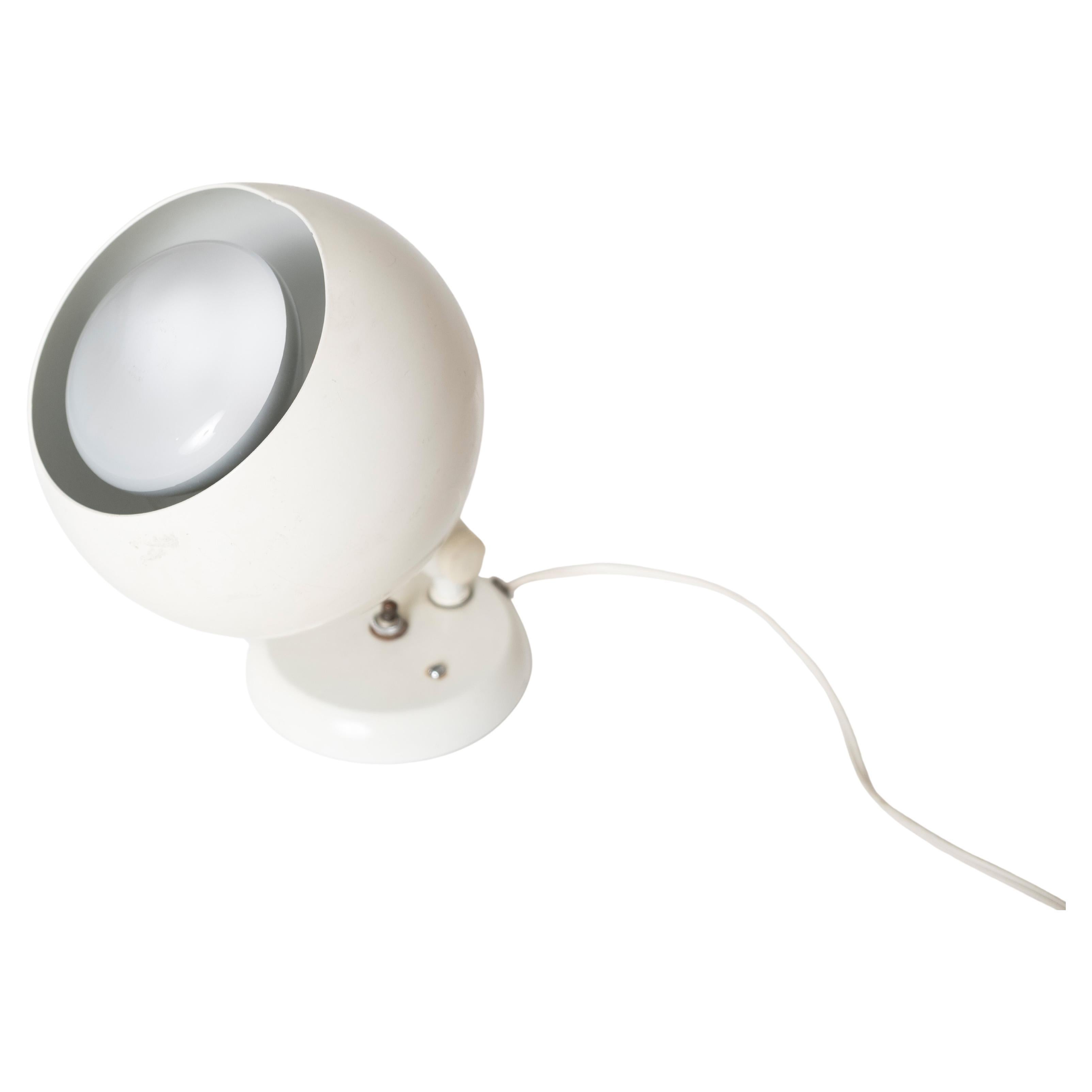 1959 Remkraft White Orb Table Lamp with Adjustable Swivel Base, USA For Sale