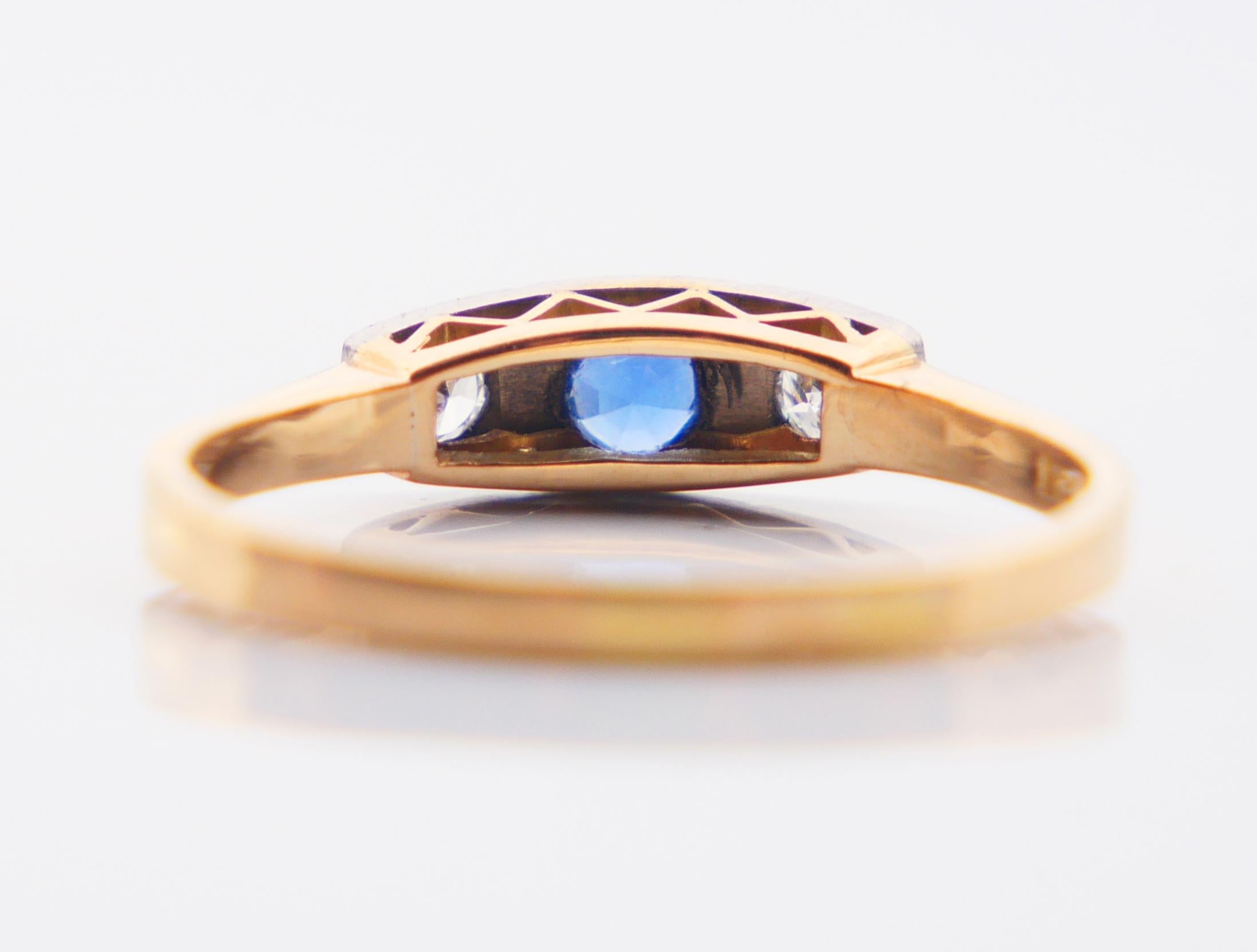1959 Ring natürlicher Saphir Diamanten massiv 18K Gold Ø 7.75US / 2.3 gr im Angebot 5