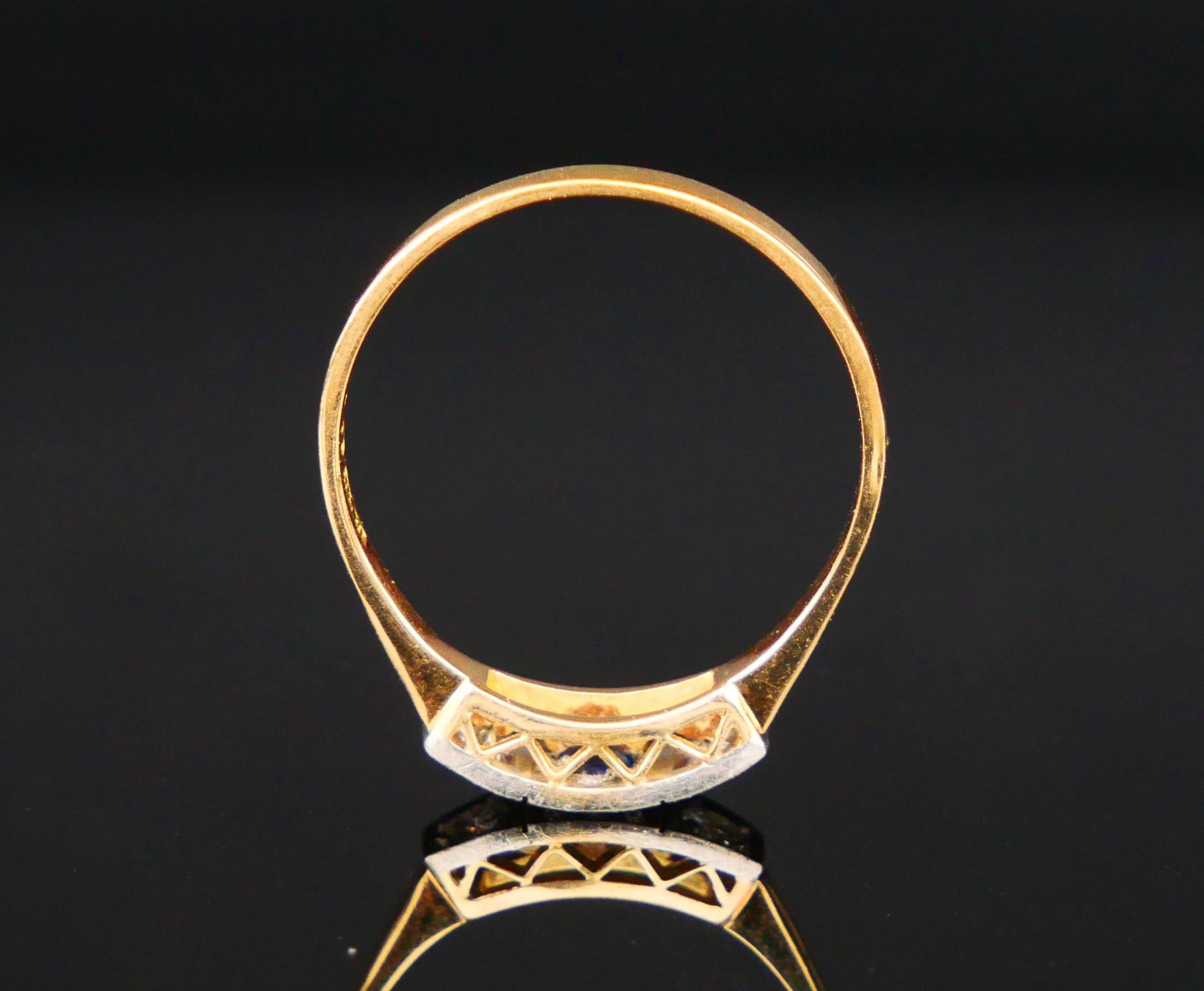 1959 Ring natürlicher Saphir Diamanten massiv 18K Gold Ø 7.75US / 2.3 gr (Alteuropäischer Schliff) im Angebot