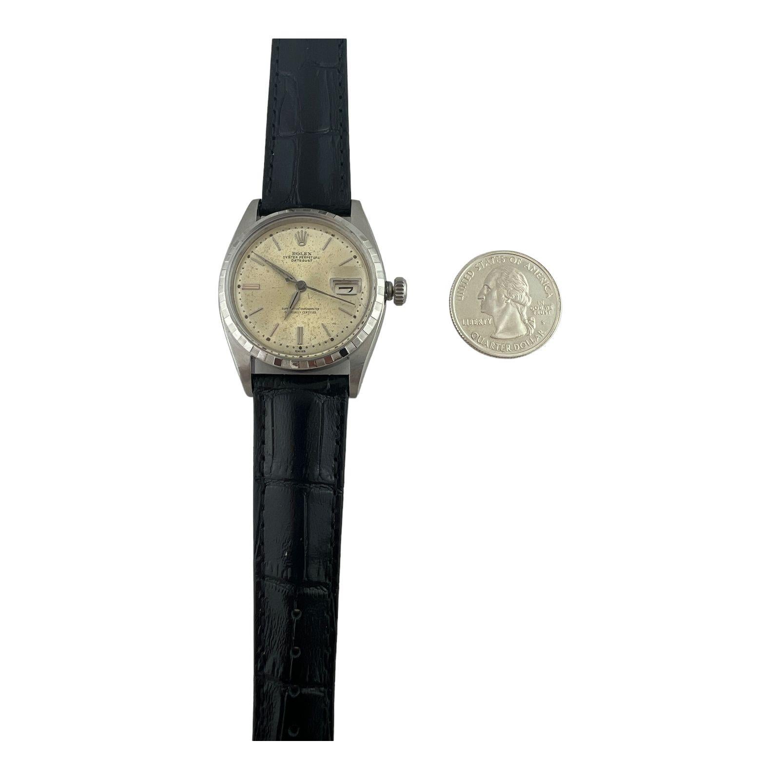 1959 Rolex Datejust Herrenuhr 6605 Edelstahl Lederband 4