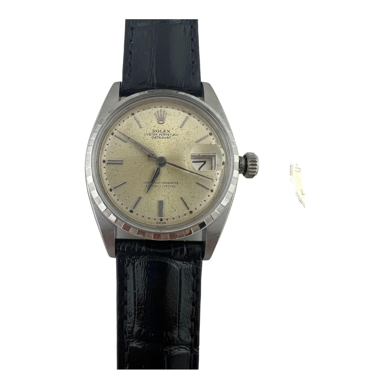 1959 Rolex Datejust Orologio da uomo 6605 Acciaio inossidabile Cinturino in pelle