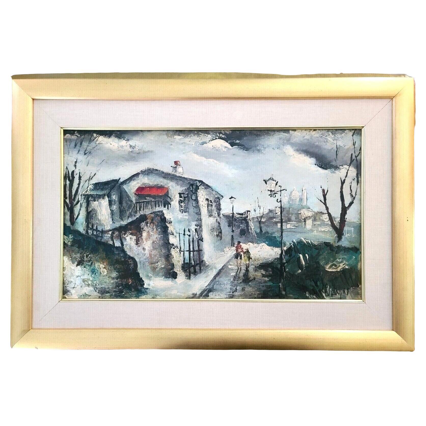 1959 Signed Maurice de Vlaminck Style French Painting of Menilmontant Paris For Sale