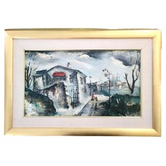 Vintage 1959 Signed Maurice de Vlaminck Style French Painting of Menilmontant Paris