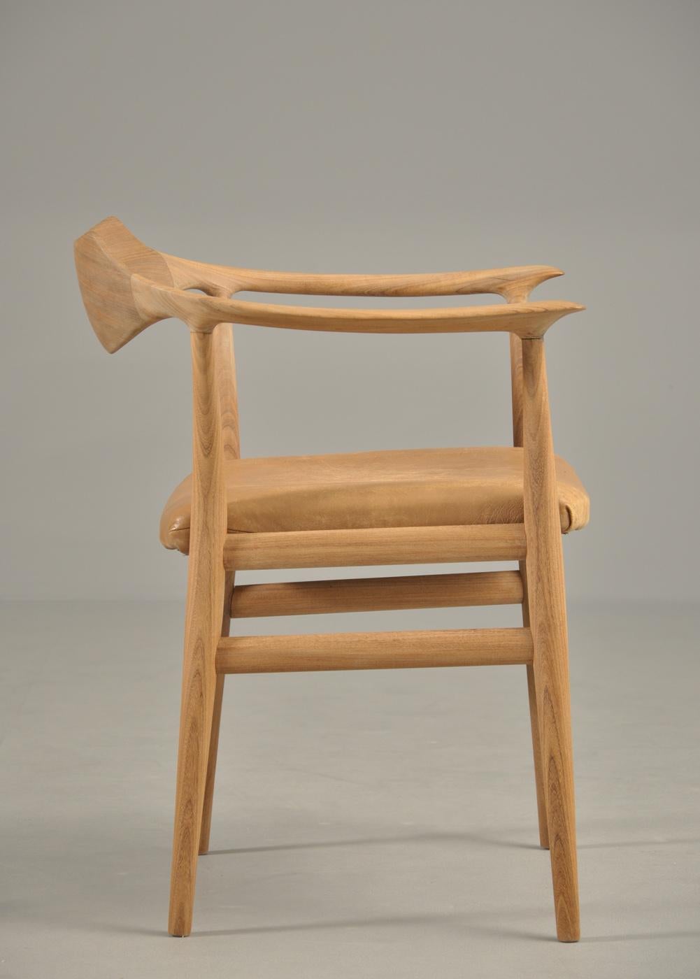 Danois Fauteuil Sigurd Ressell de teck massif, assise recouverte de cuir naturel, 1959 en vente
