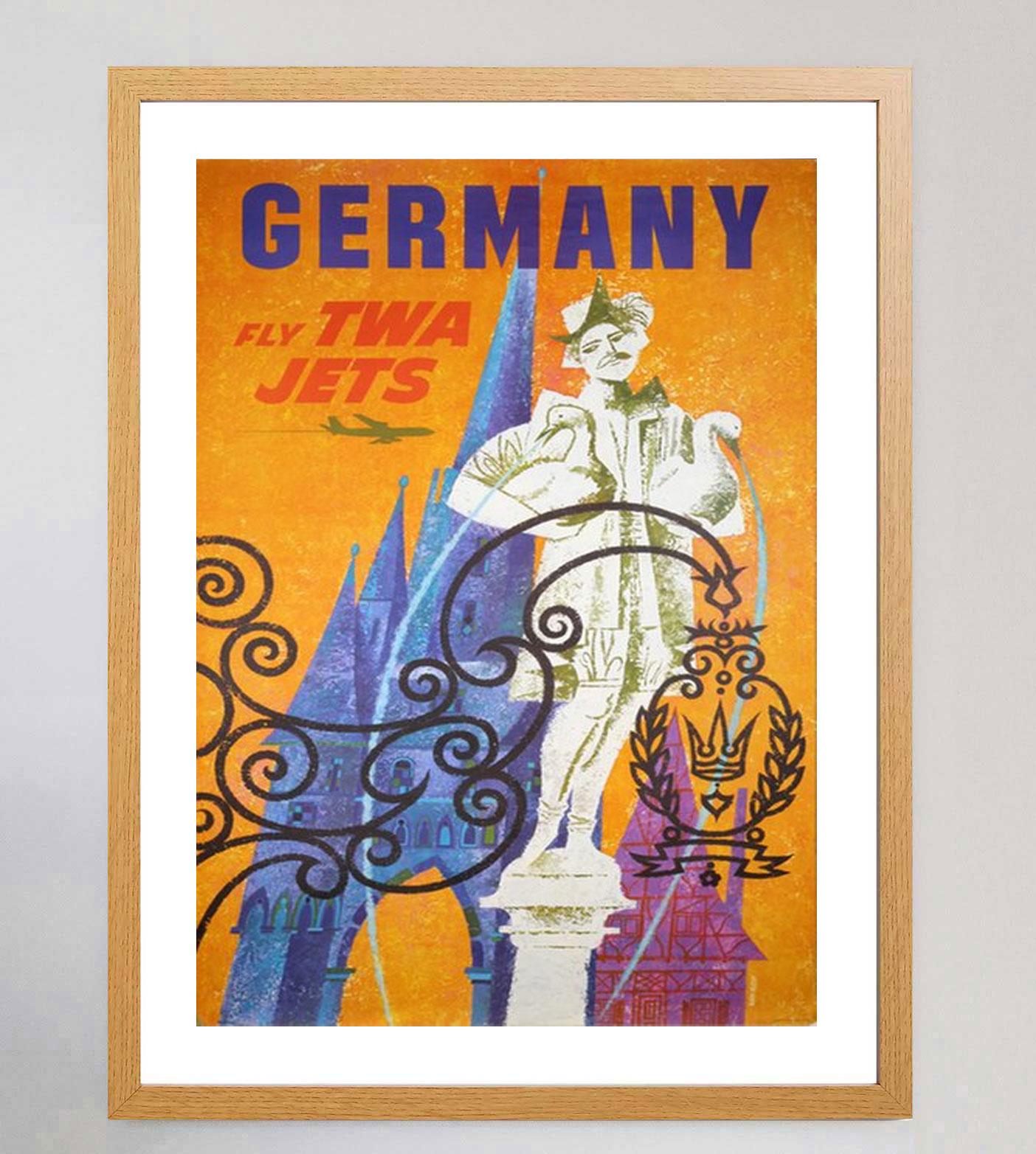 Américain Affiche vintage originale de la TWA, Allemagne, 1959 en vente