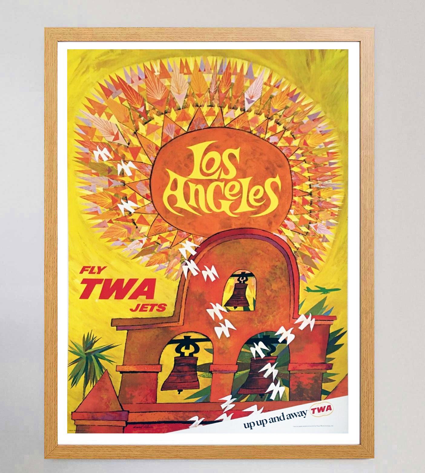 Mid-Century Modern 1959  TWA - Affiche vintage originale de Los Angeles en vente