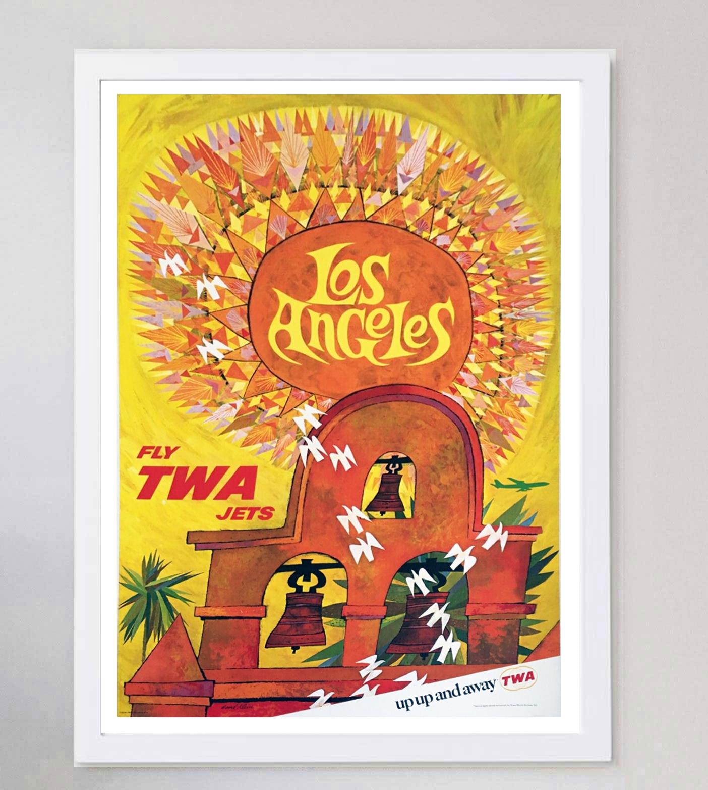 Américain 1959  TWA - Affiche vintage originale de Los Angeles en vente