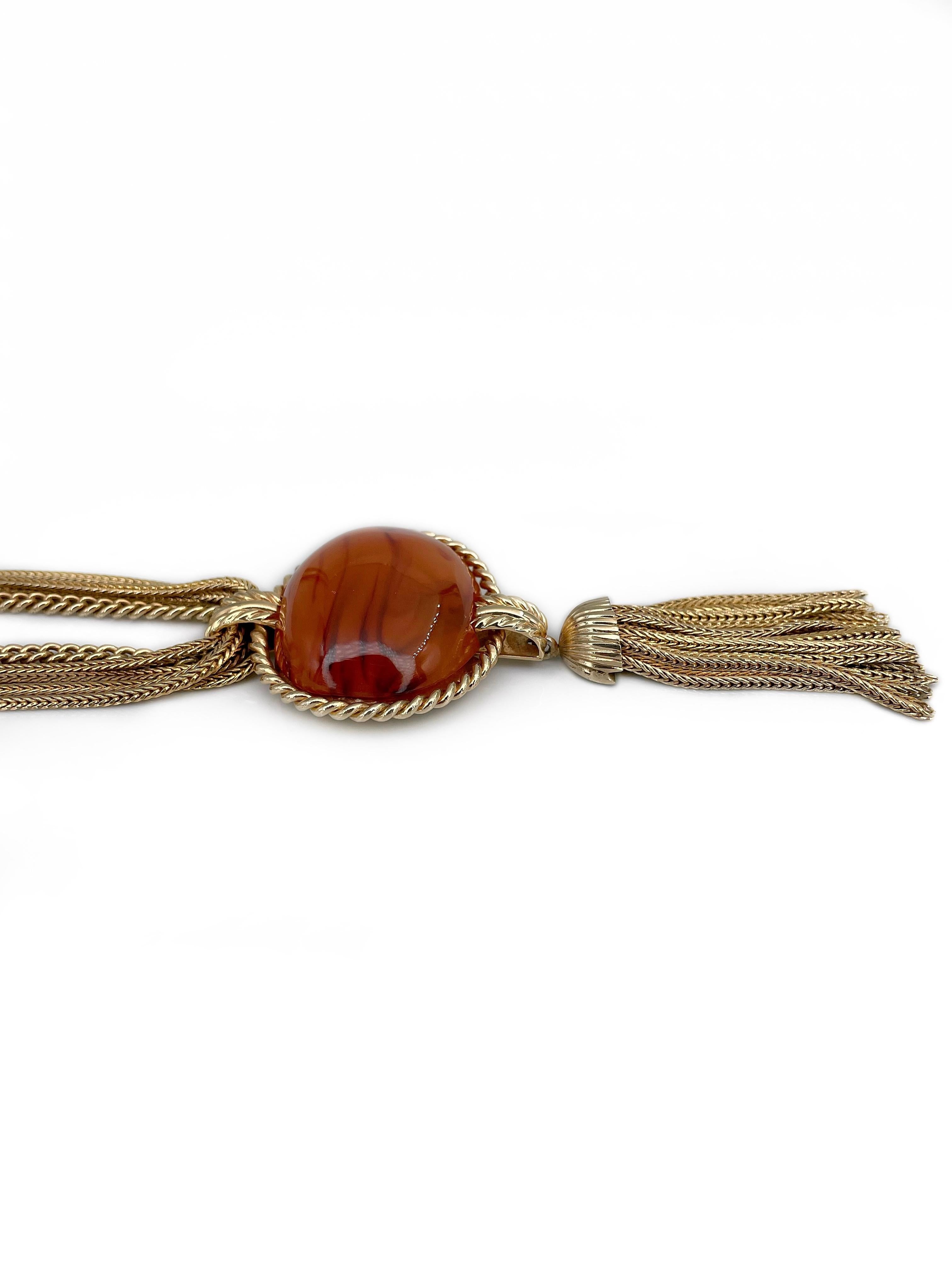 1959 Vintage Christian Dior Gold Ton Brown Harz Quaste Collier Halskette Damen