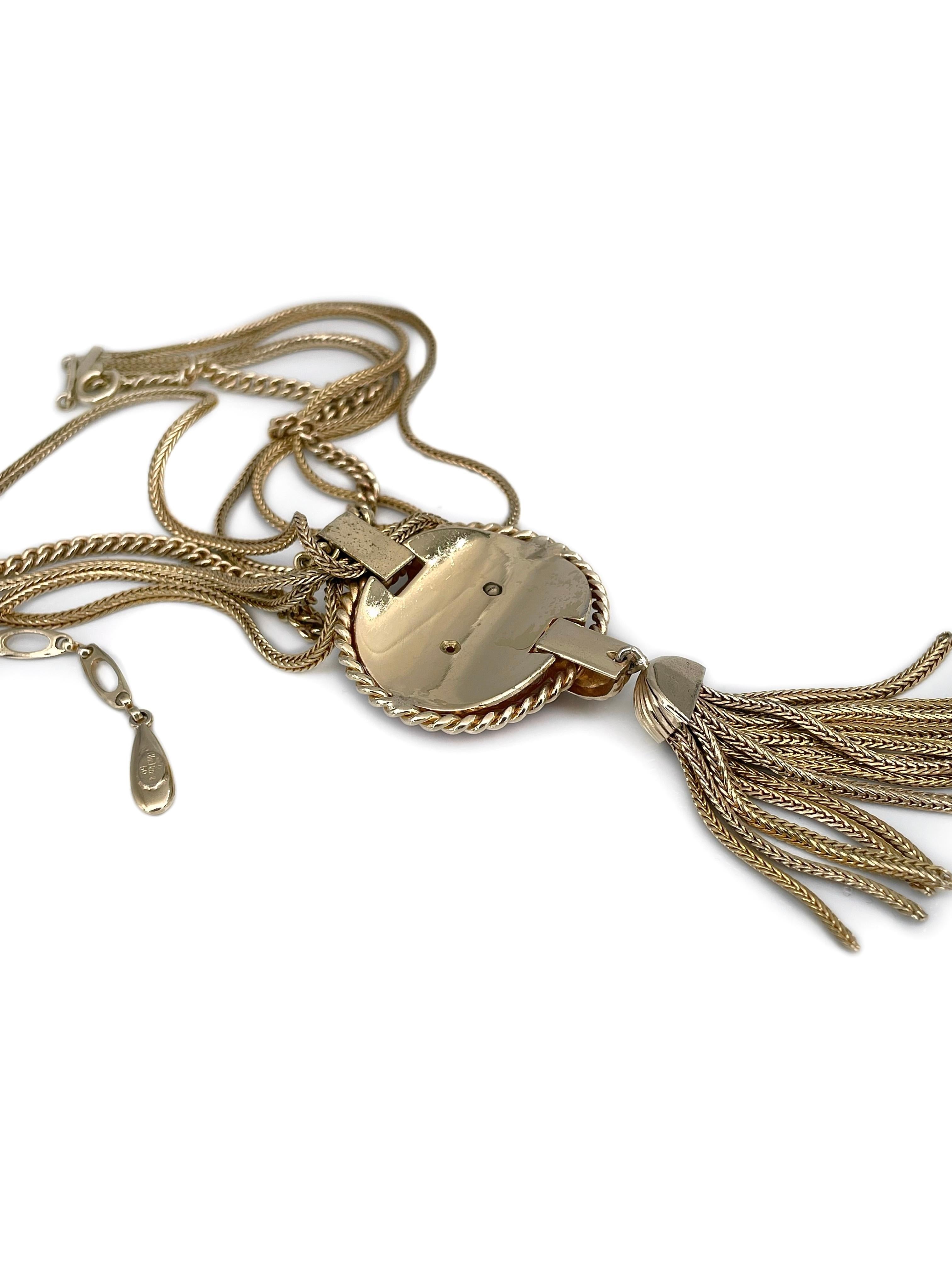 1959 Vintage Christian Dior Gold Ton Brown Harz Quaste Collier Halskette 2