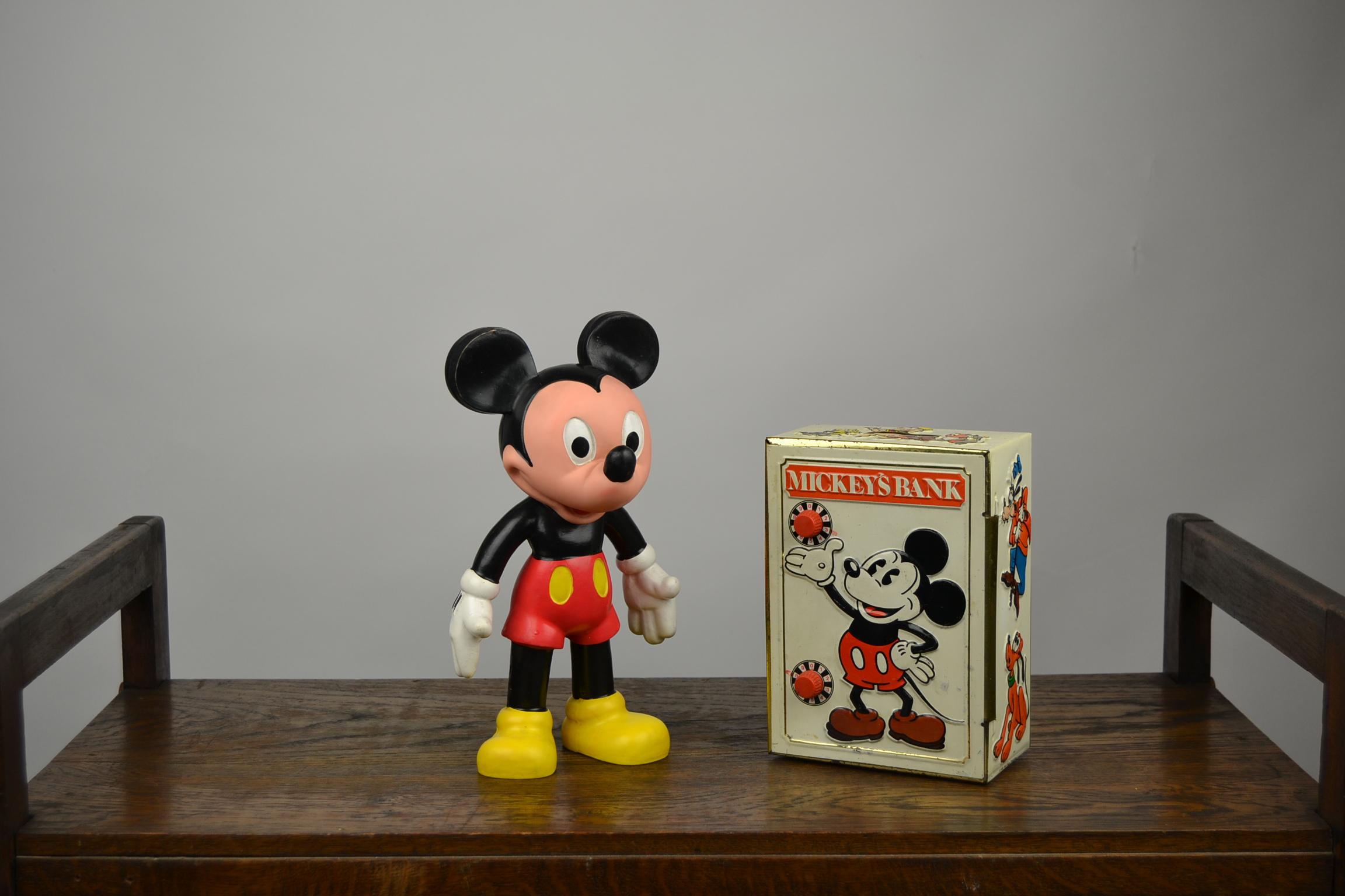 1959 Rubber Squeaky Toy Doll - Mid-20th Century Toy. 
Mickey Mouse Figurine by Walt Disney Productions. 
For his age still in very good beautiful condition. 
The rubber is not dried out or ripped and the sound when you squeeze the doll is still