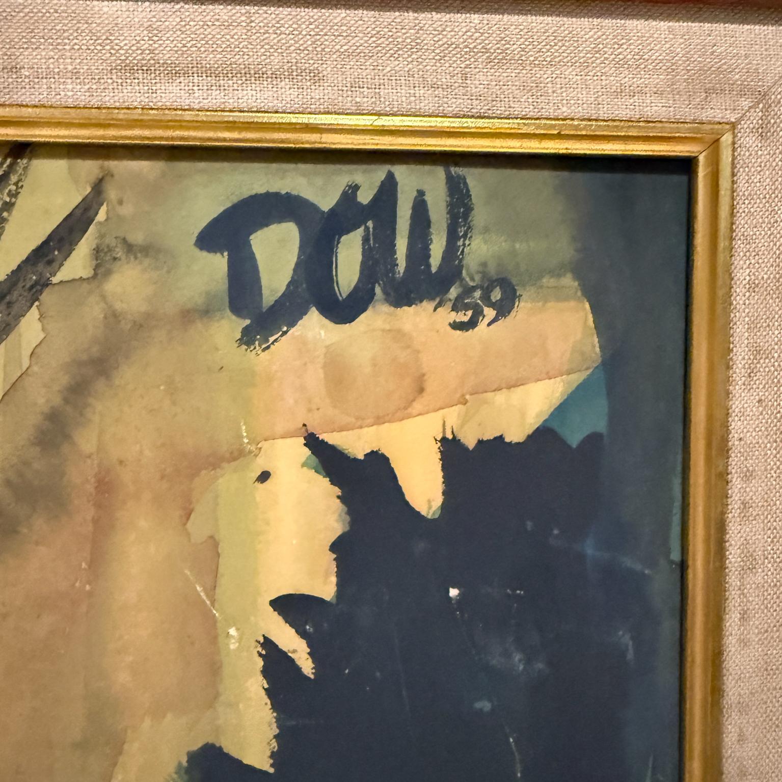 1959 Pittura architettonica astratta ad acquerello firmata Dow In condizioni discrete in vendita a Chula Vista, CA