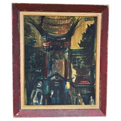 1959 Acuarela Pintura Arquitectónica Abstracta firmada Dow