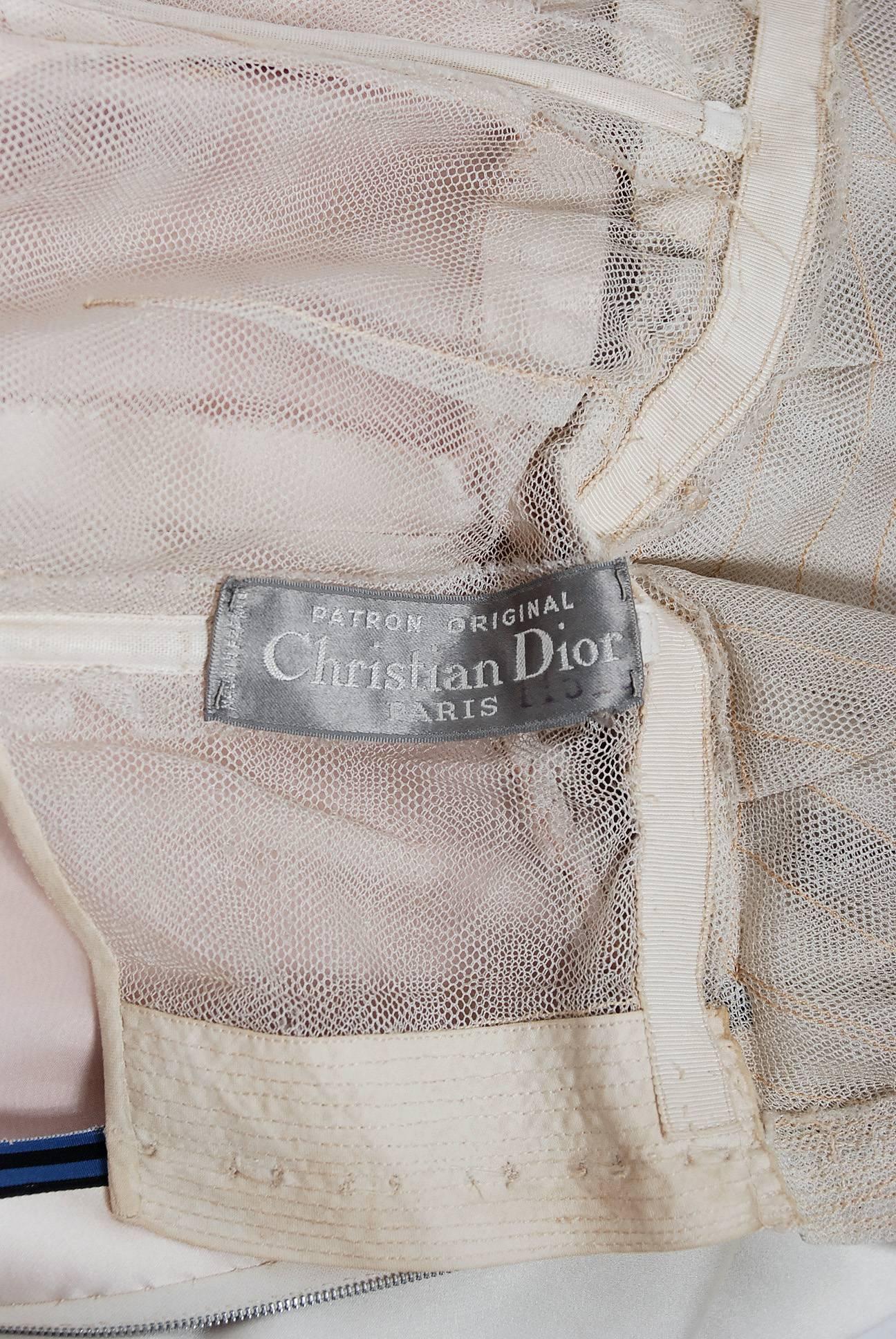 Vintage 1959 Yves Saint Laurent for Christian Dior Haute-Couture Satin Dress 5
