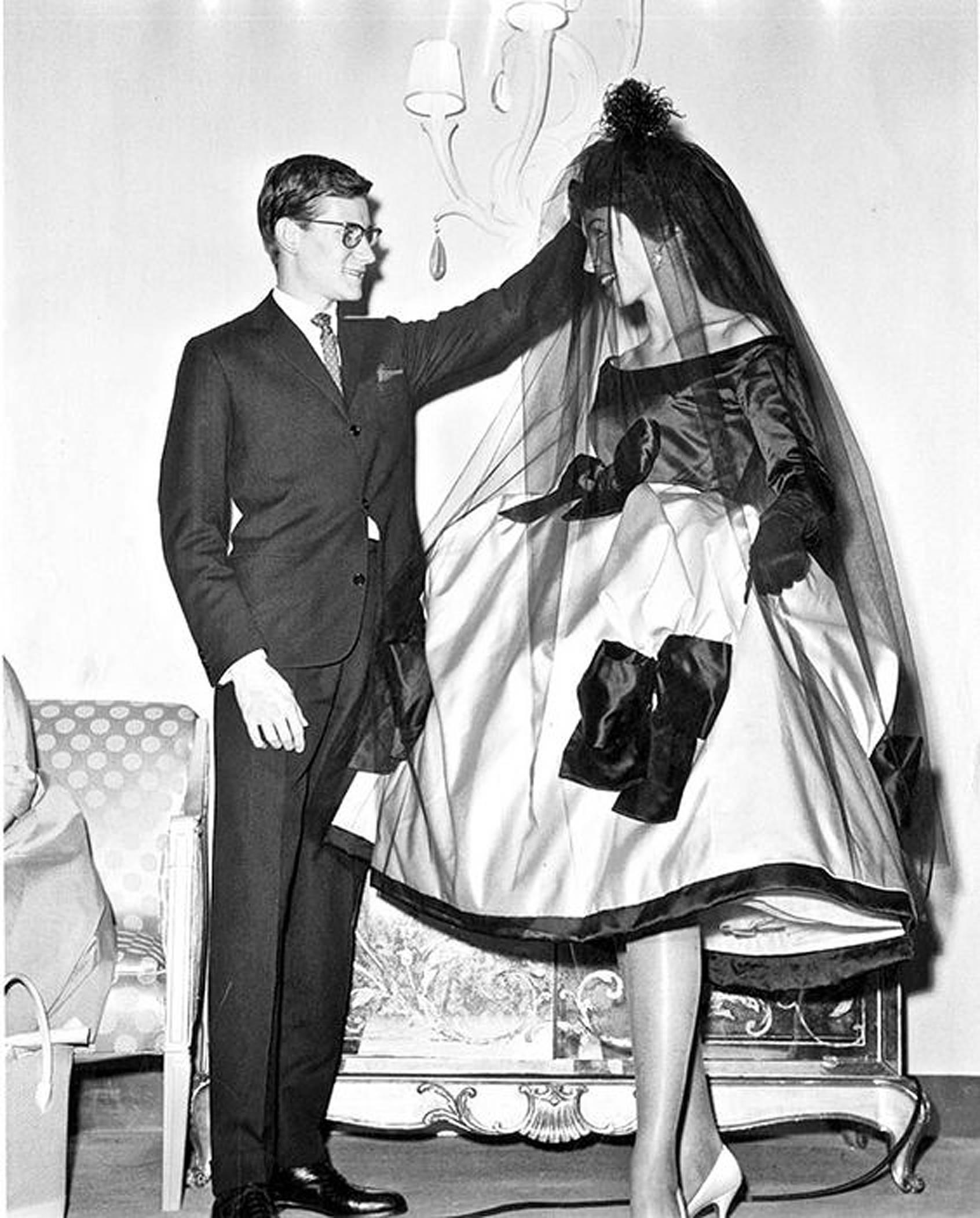 Vintage 1959 Yves Saint Laurent for Christian Dior Haute-Couture Satin Dress 1