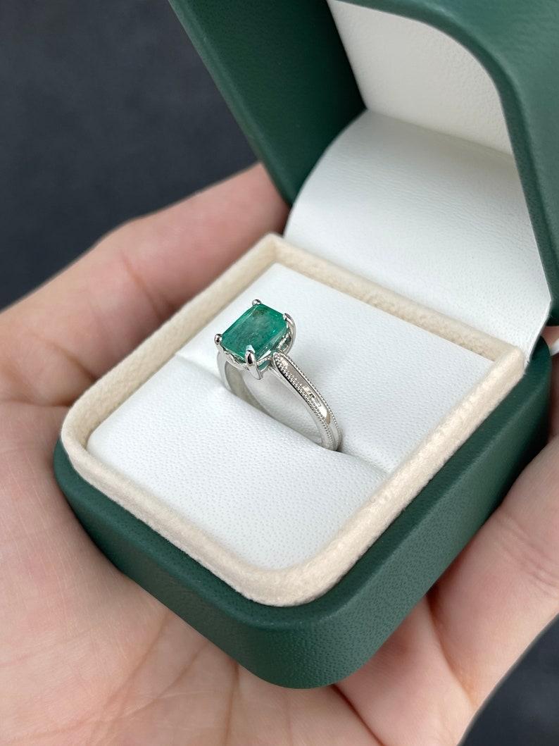 1.95ct 14K Natural Emerald Solitaire Engagement Ring  White Gold In New Condition For Sale In Jupiter, FL