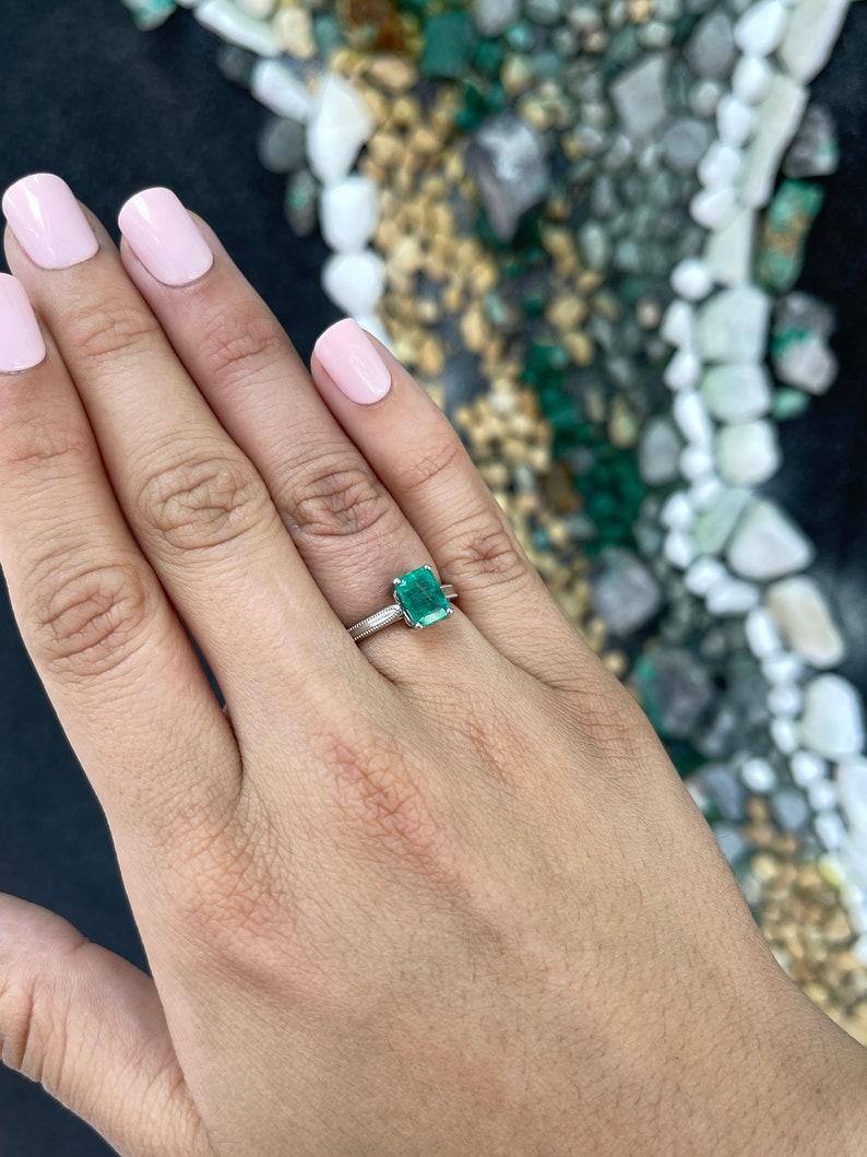 1.95ct 14K Natural Emerald Solitaire Engagement Ring  White Gold For Sale 1