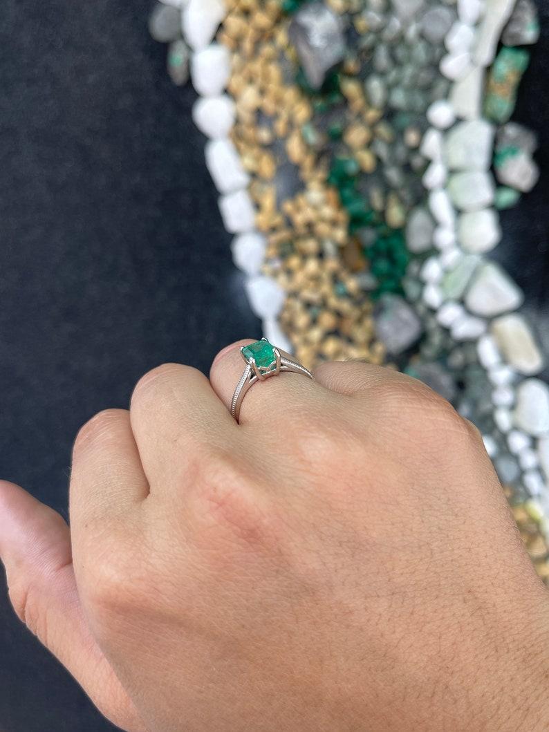 1.95ct 14K Natural Emerald Solitaire Engagement Ring  White Gold For Sale 2