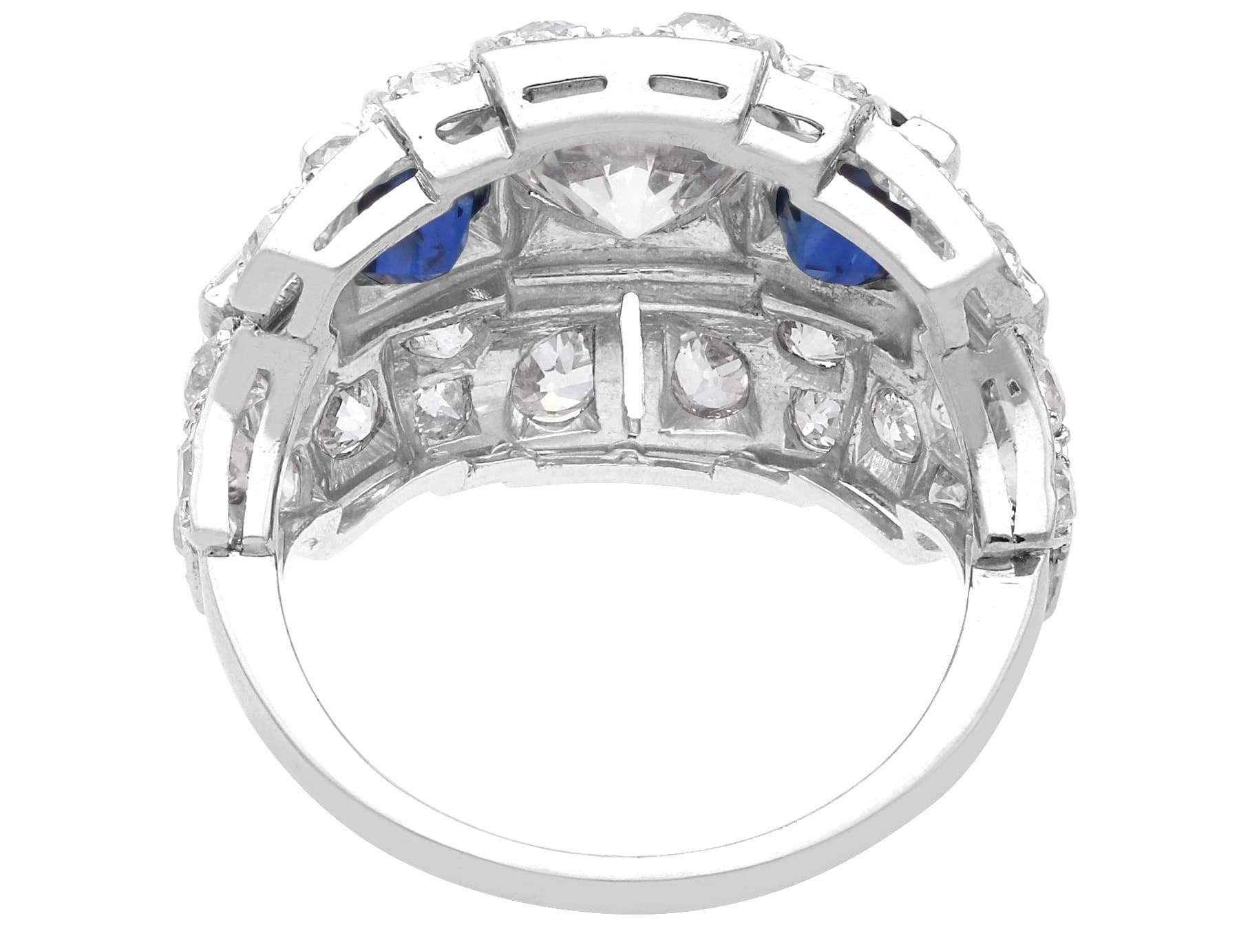 1.95Ct Basaltic Sapphire and 4.15Ct Diamond, Platinum Dress Ring Circa 1930 For Sale 2