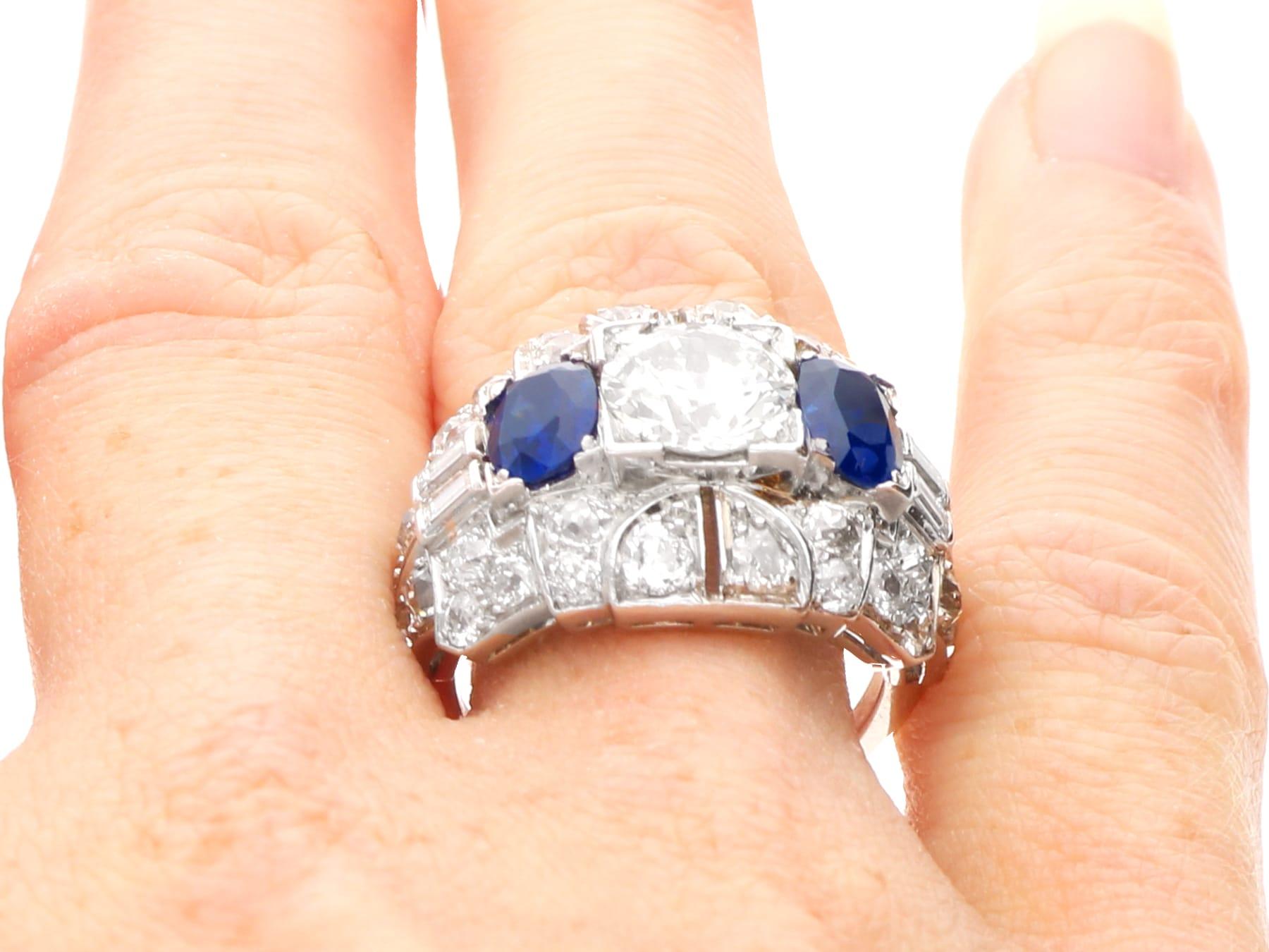 1.95Ct Basaltic Sapphire and 4.15Ct Diamond, Platinum Dress Ring Circa 1930 For Sale 7