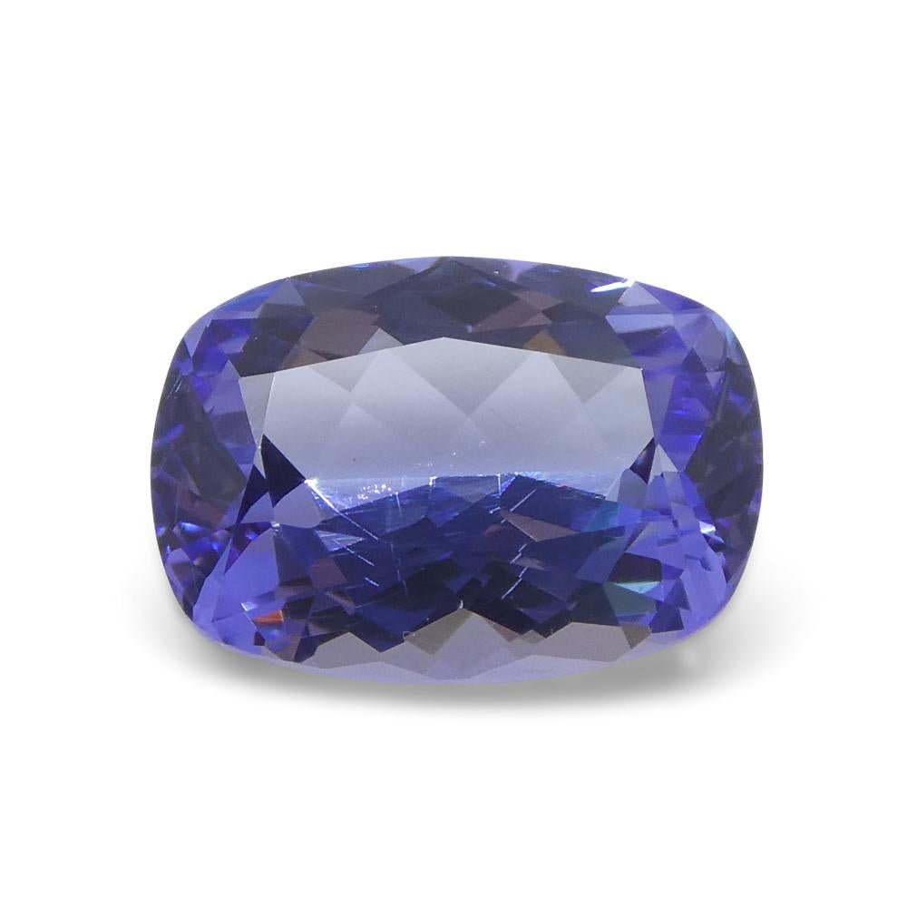 Women's or Men's 1.95ct Cushion Violet Blue Tanzanite from Tanzania For Sale