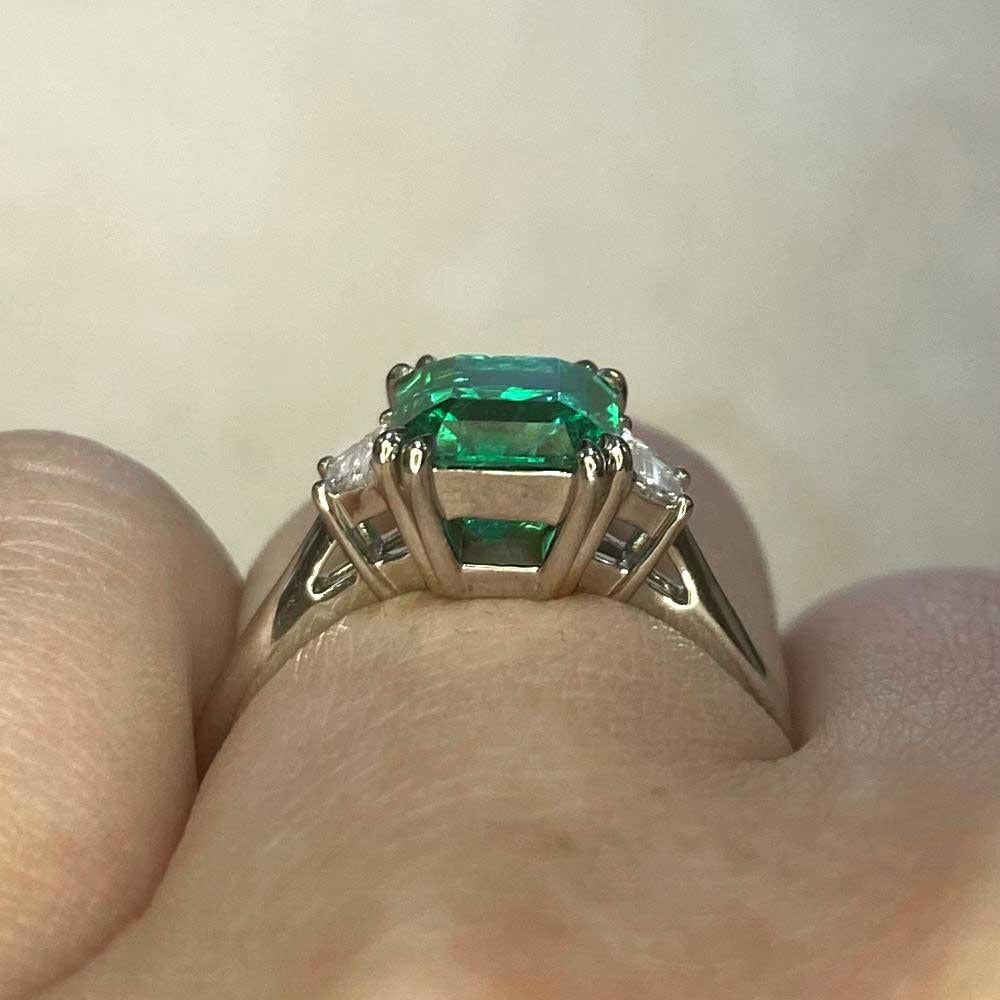 Art Deco AGL/Gubelin 1.08ct Emerald Cut Colombian No-Oil Emerald Ring, Platinum