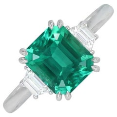 AGL/Gubelin 1.08ct Emerald Cut Colombian No-Oil Emerald Ring, Platinum