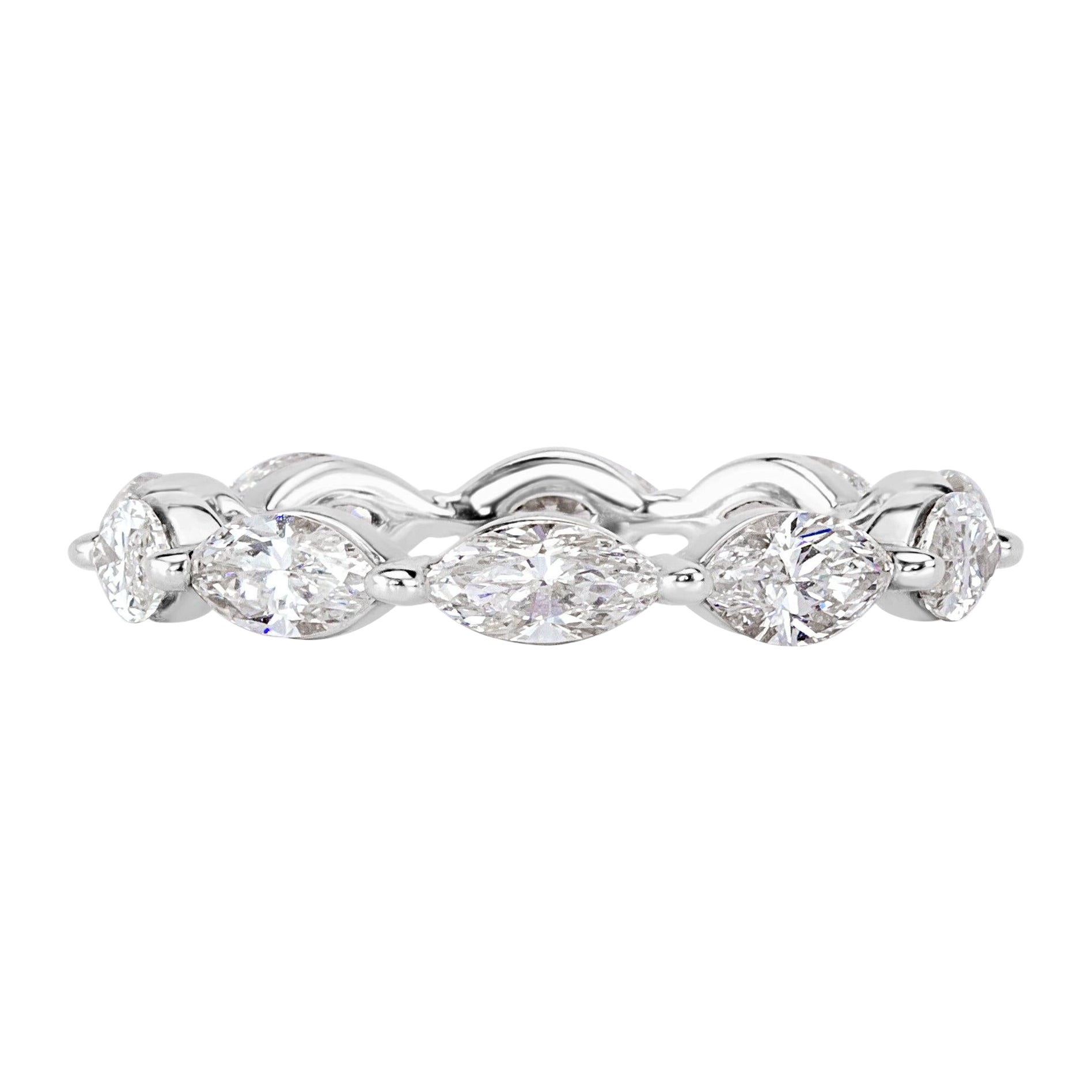 1.95ct Marquise Cut Diamond Eternity Band in 18k White Gold