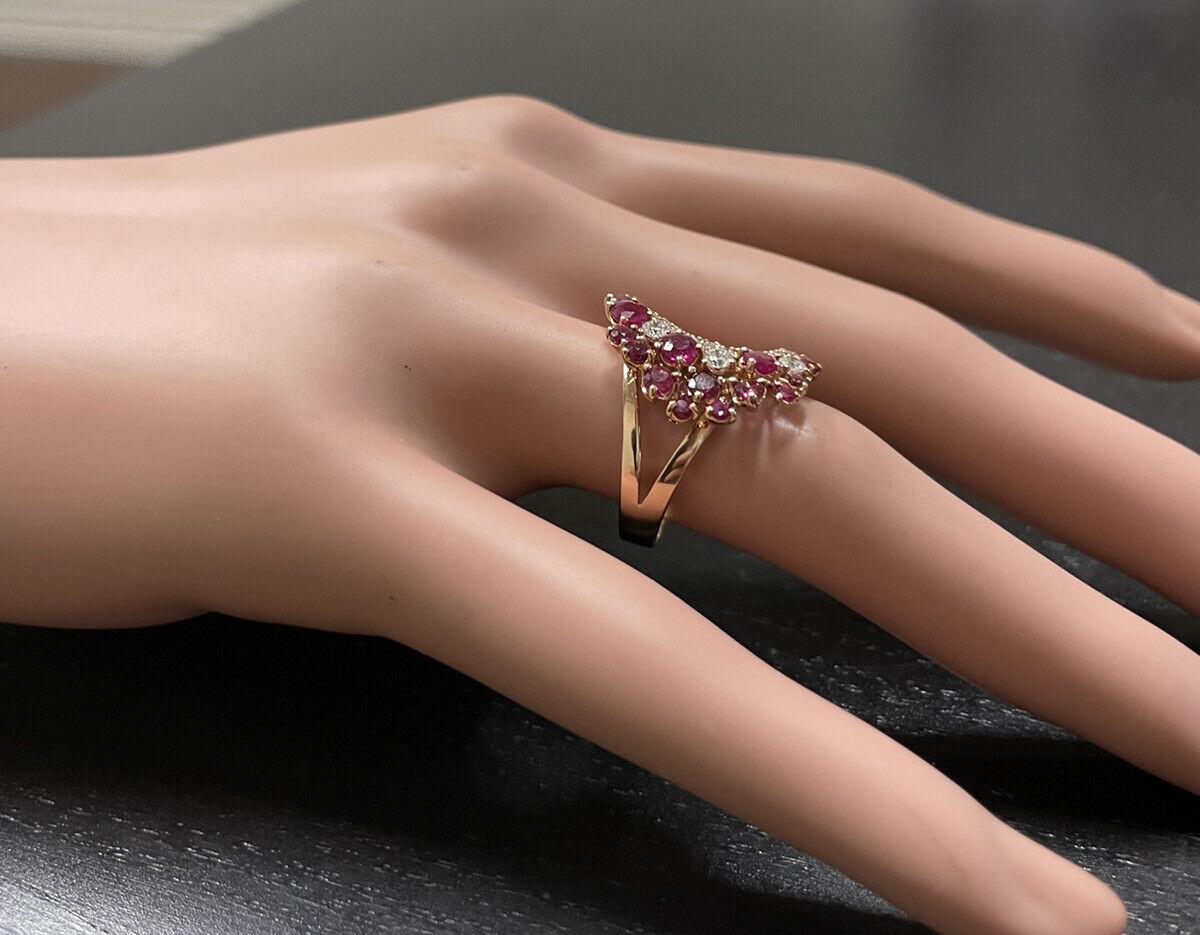 1.80Ct Natural Ruby and Diamond 14K Solid Rose Gold Ring For Sale 1