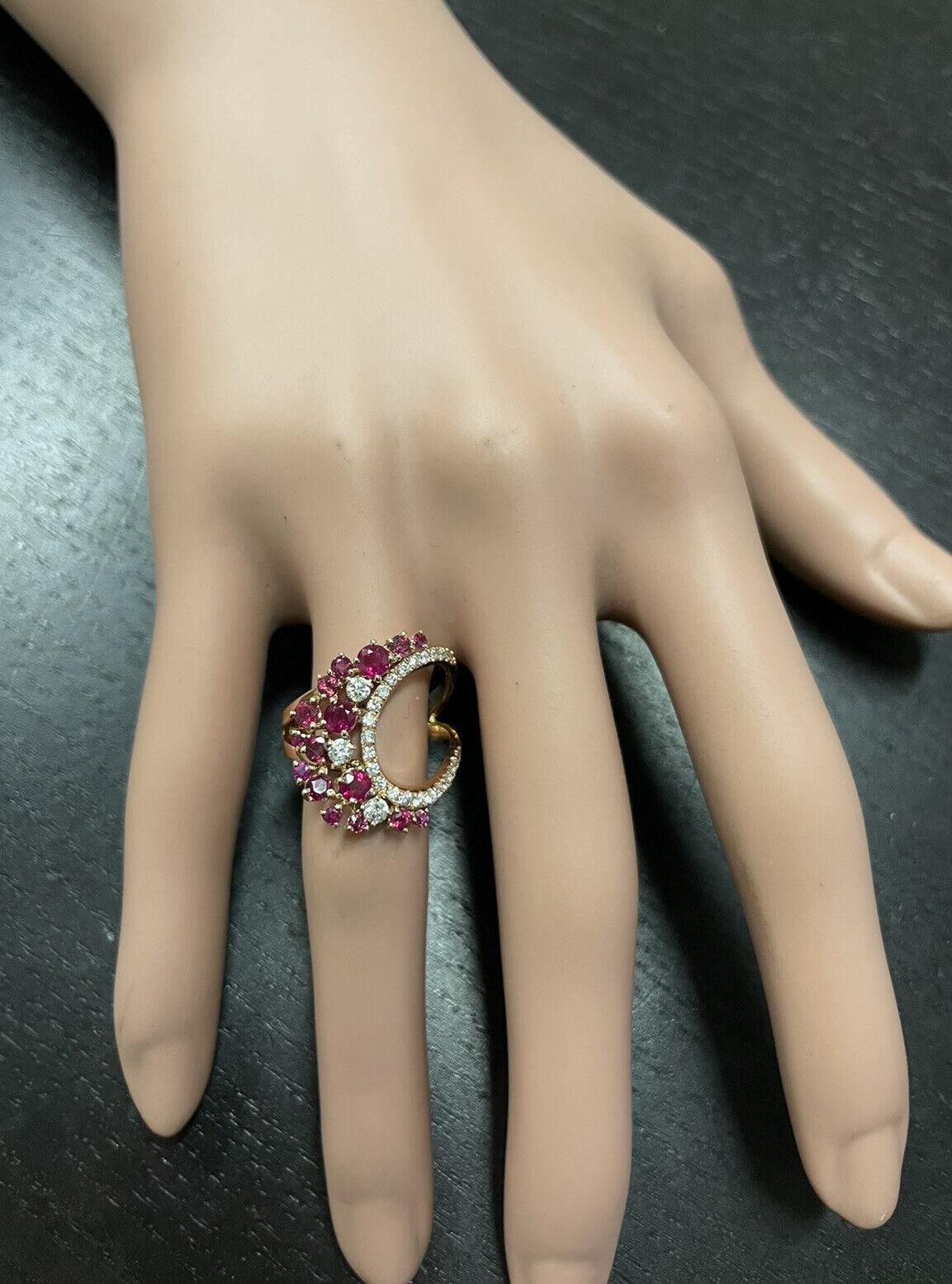 1.80Ct Natural Ruby and Diamond 14K Solid Rose Gold Ring For Sale 3
