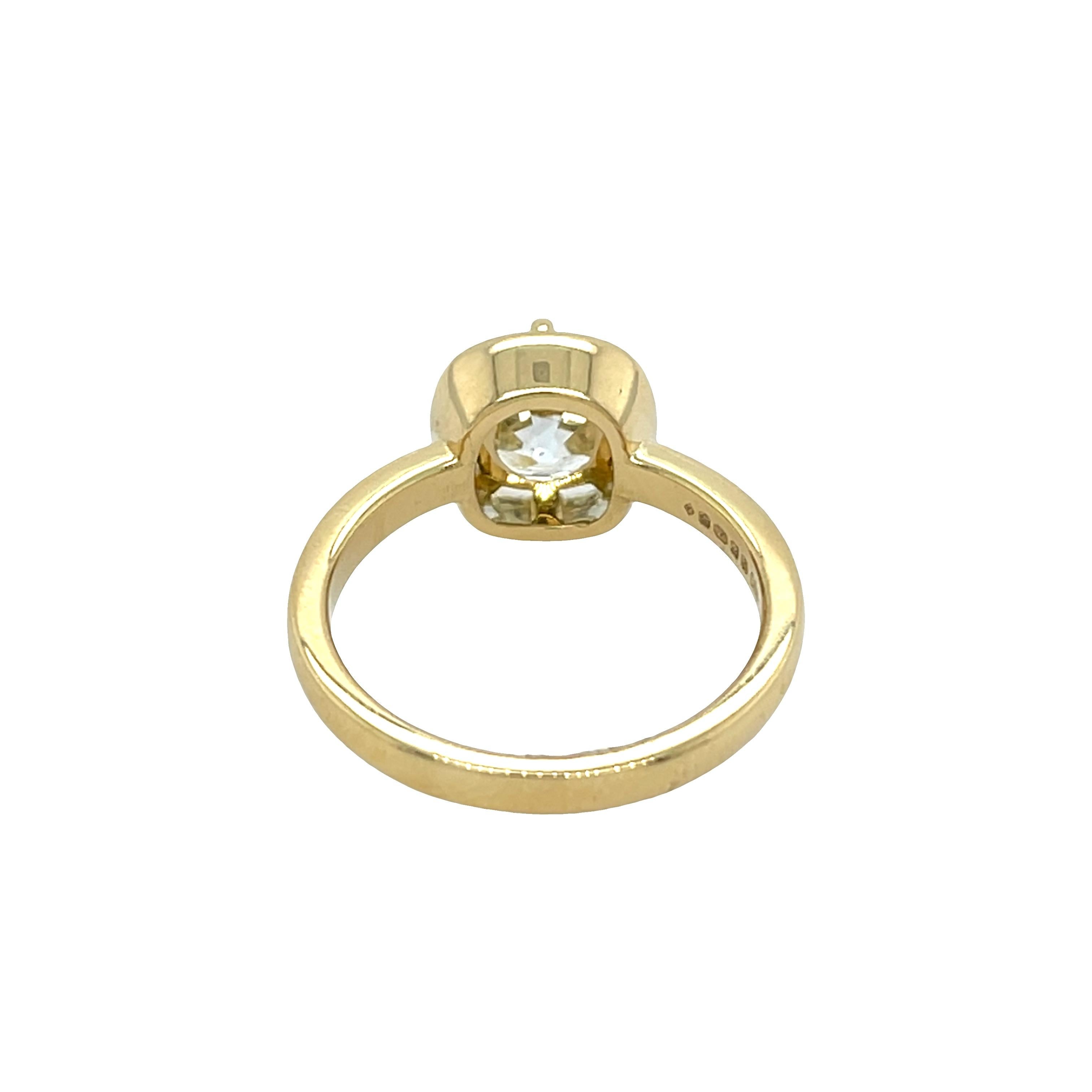 Anillo de diamantes talla cojín antiguo de 1,95 ct, engastado en oro amarillo de 18 ct en venta 7