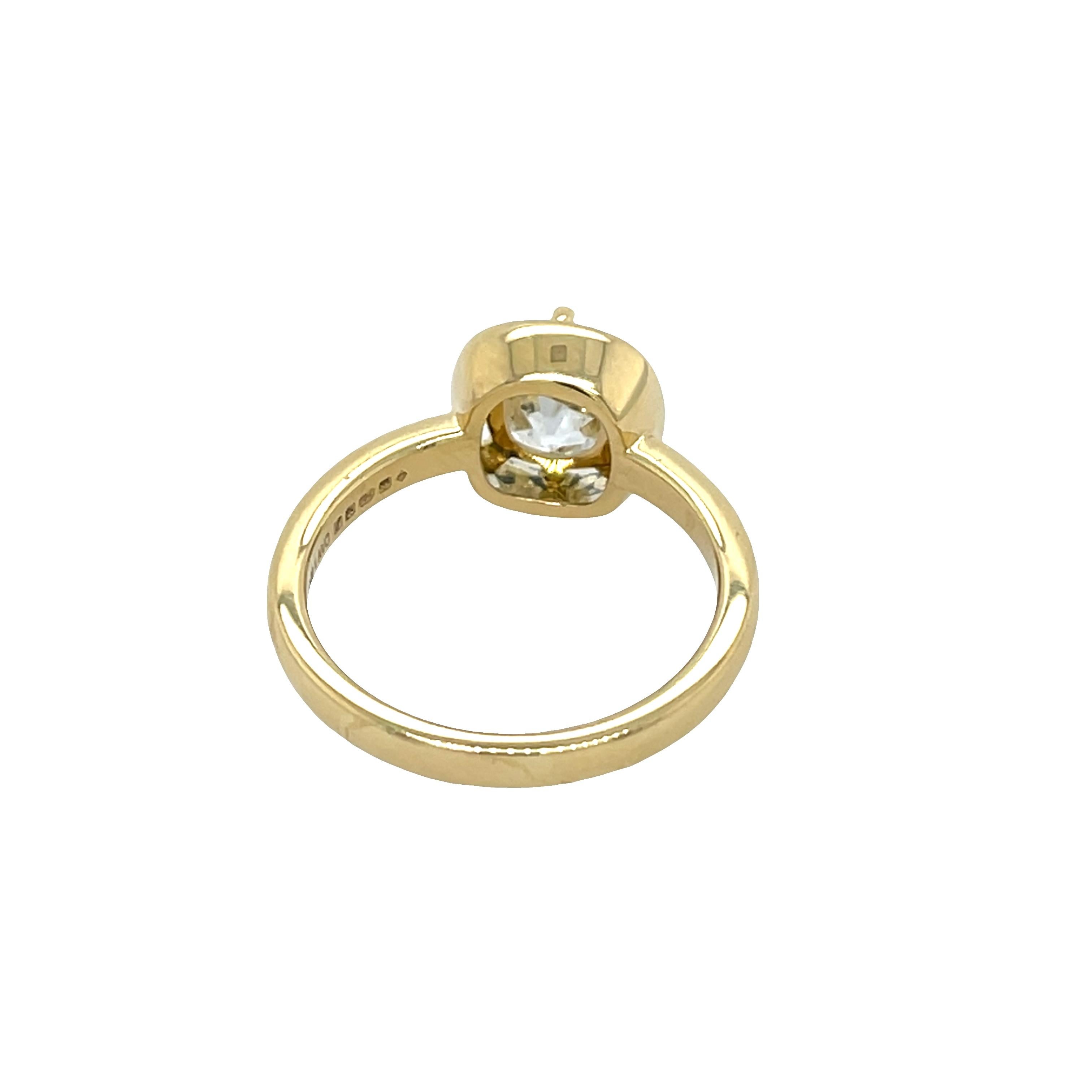 De las mujeres Anillo de diamantes talla cojín antiguo de 1,95 ct, engastado en oro amarillo de 18 ct en venta