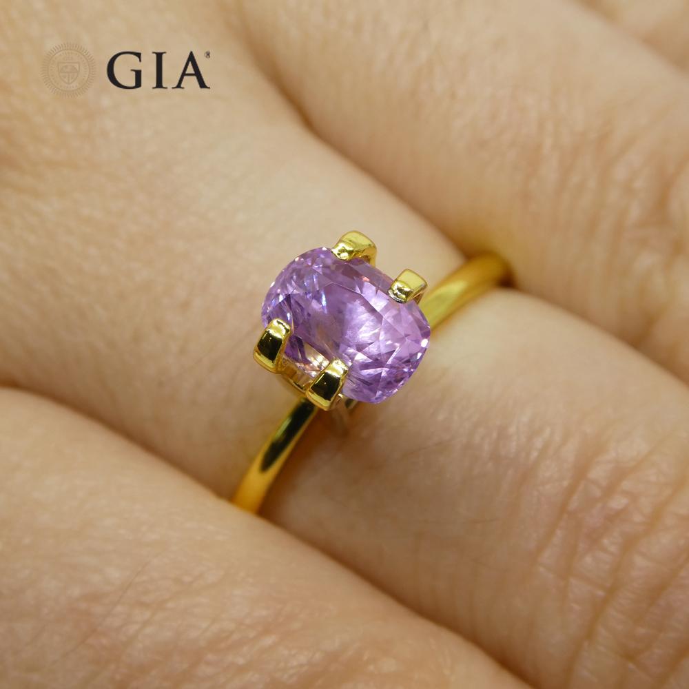 1.95ct Purplish Pink Sapphire Cushion GIA Certified Unheated, Sri Lanka For Sale