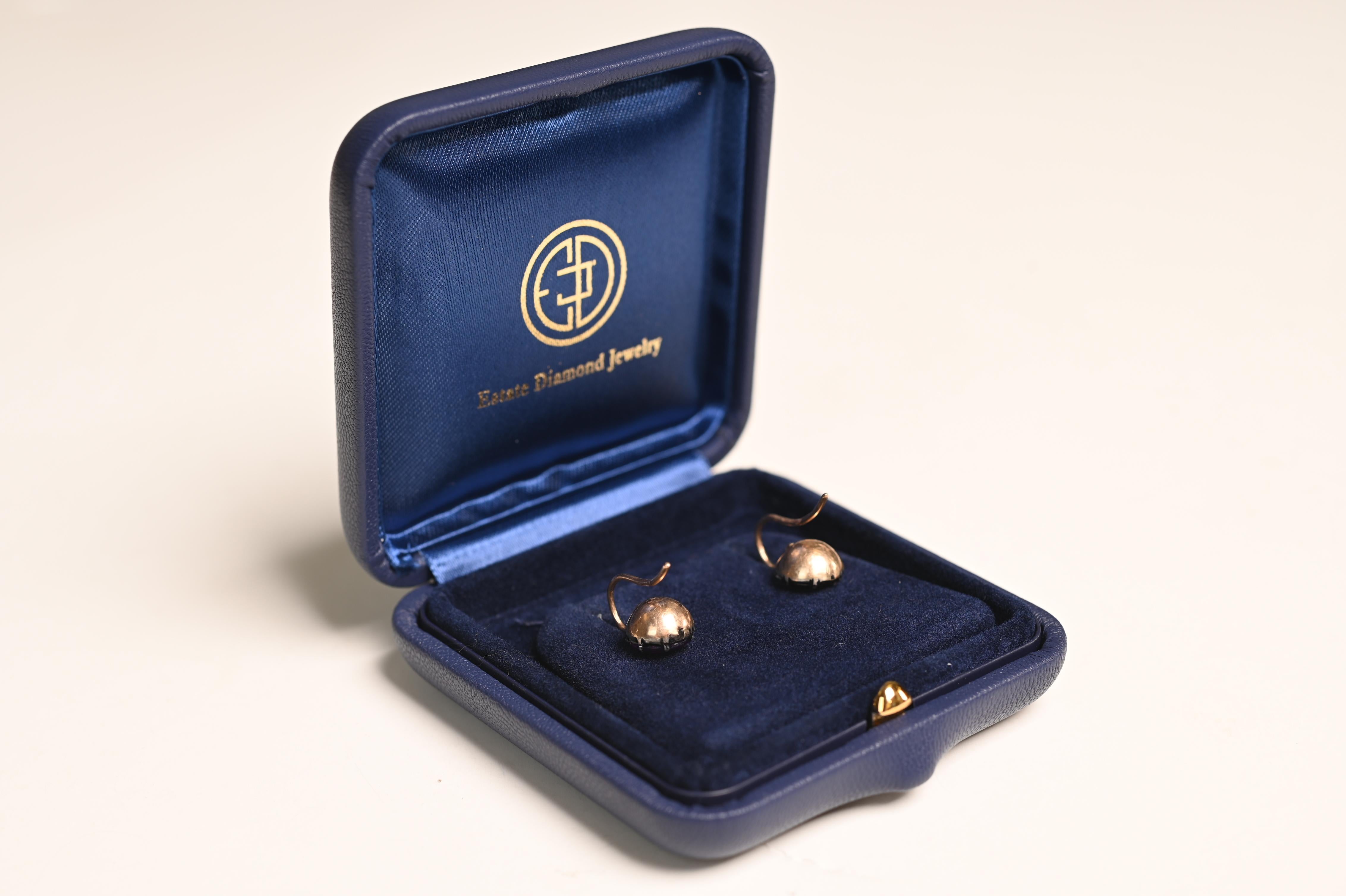 Rose Cut Amethyst Earrings (Approx 1.90-Carats), Silver & 18k Yellow Gold In Excellent Condition For Sale In New York, NY