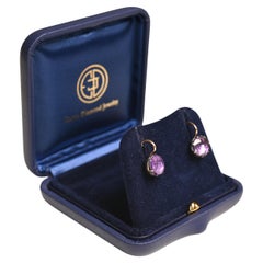 Pendientes de amatista talla rosa (aprox. 1,90 quilates), plata y oro amarillo de 18 quilates