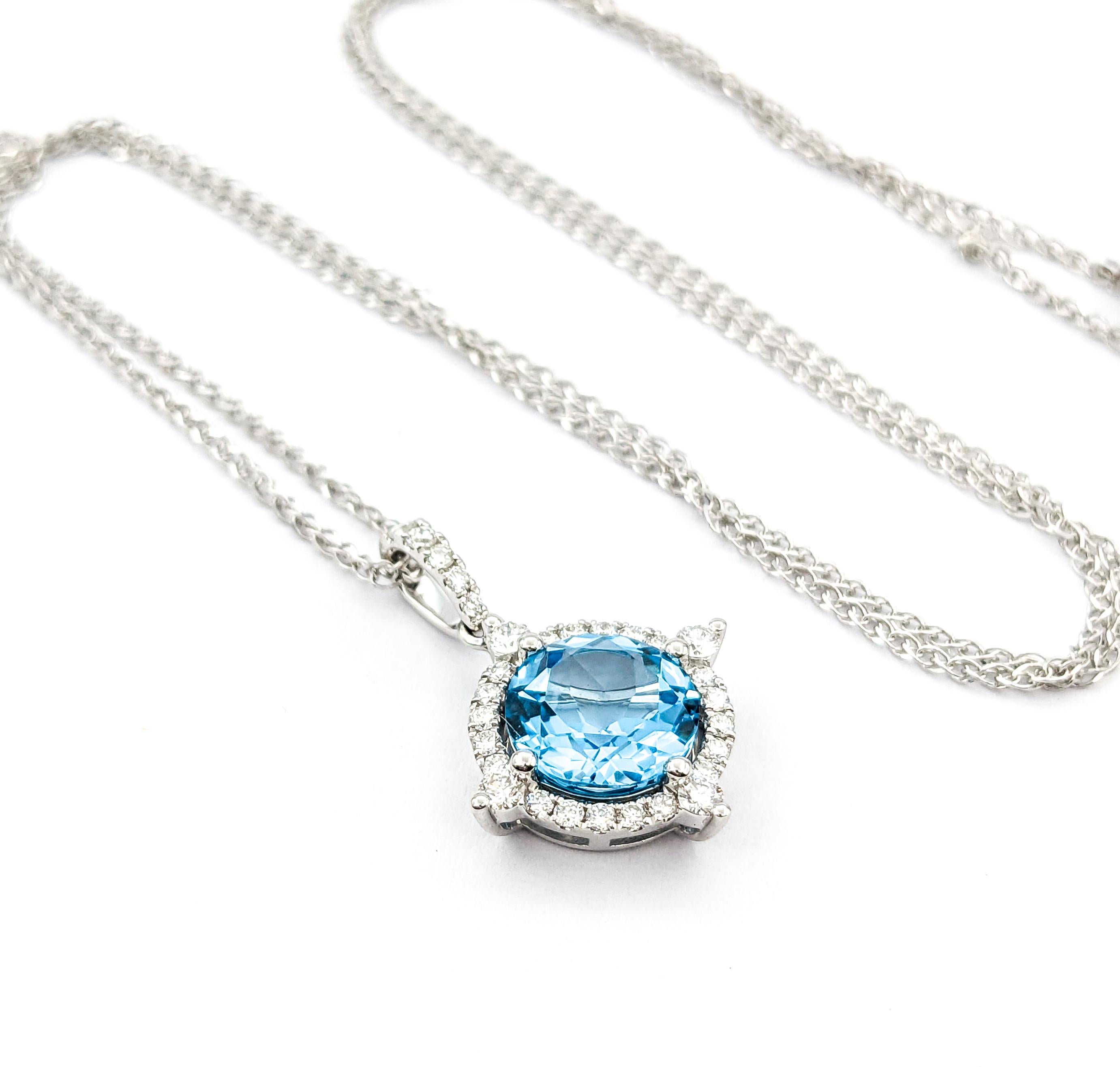 1.95ct Topaz & Diamond Pendant In White Gold W/Chain

Introducing this exquisite gemstone fashion pendant crafted in 14kt white gold. This elegant drop pendant features .29ctw of diamonds and a 1.95ct topaz. The diamonds, known for their SI clarity