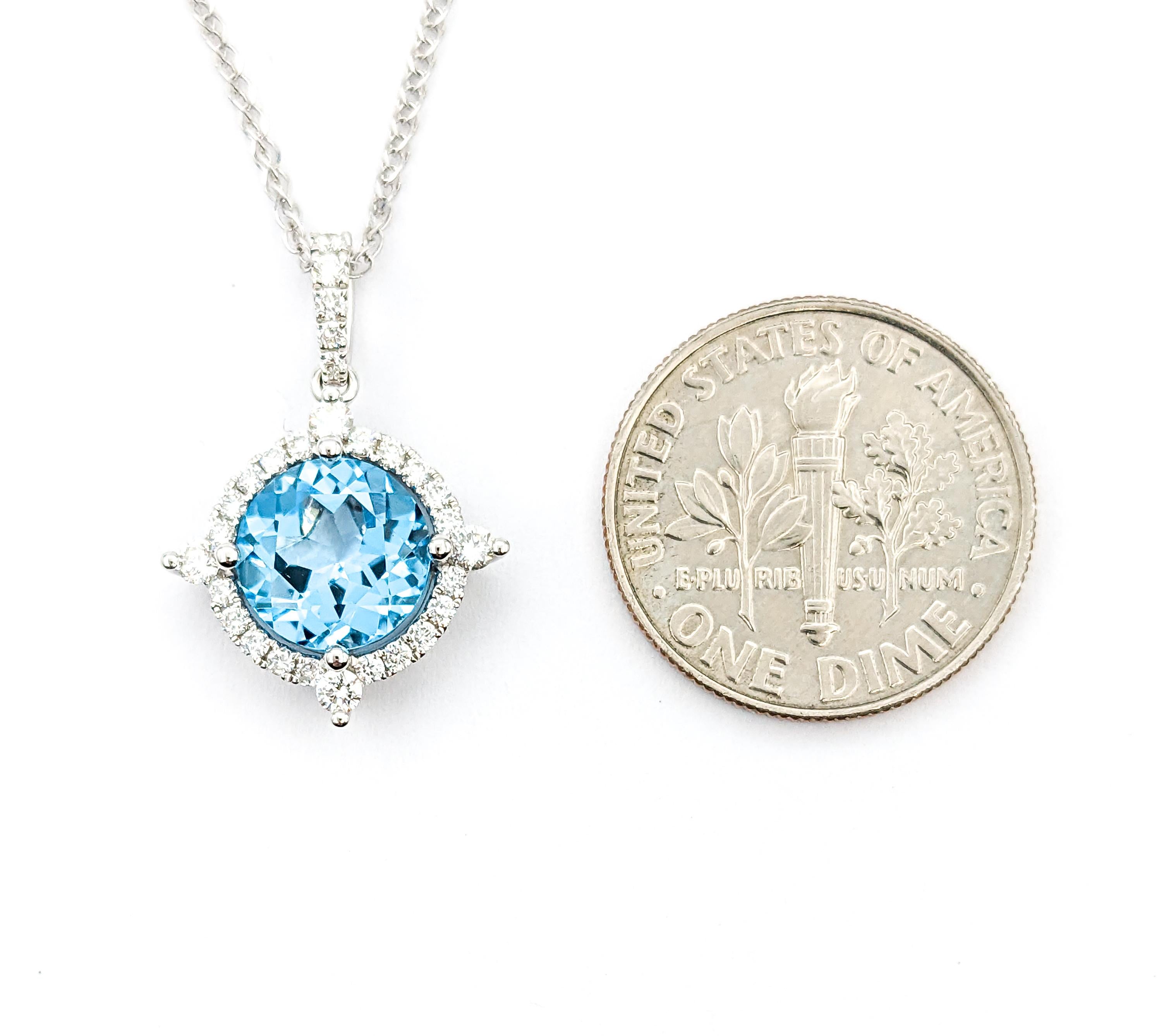 Women's 1.95ct Topaz & Diamond Pendant In White Gold W/Chain