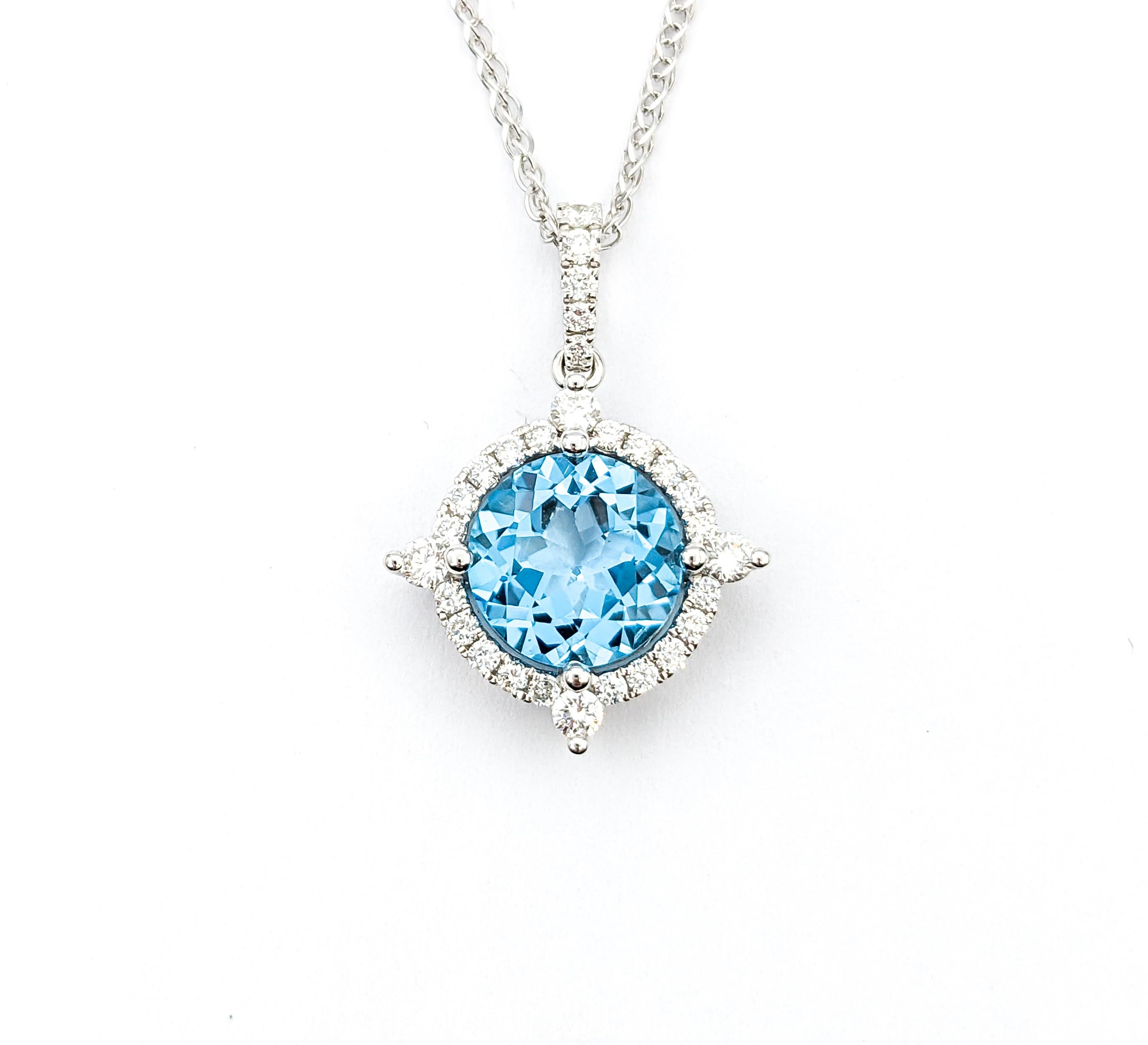 1.95ct Topaz & Diamond Pendant In White Gold W/Chain 2