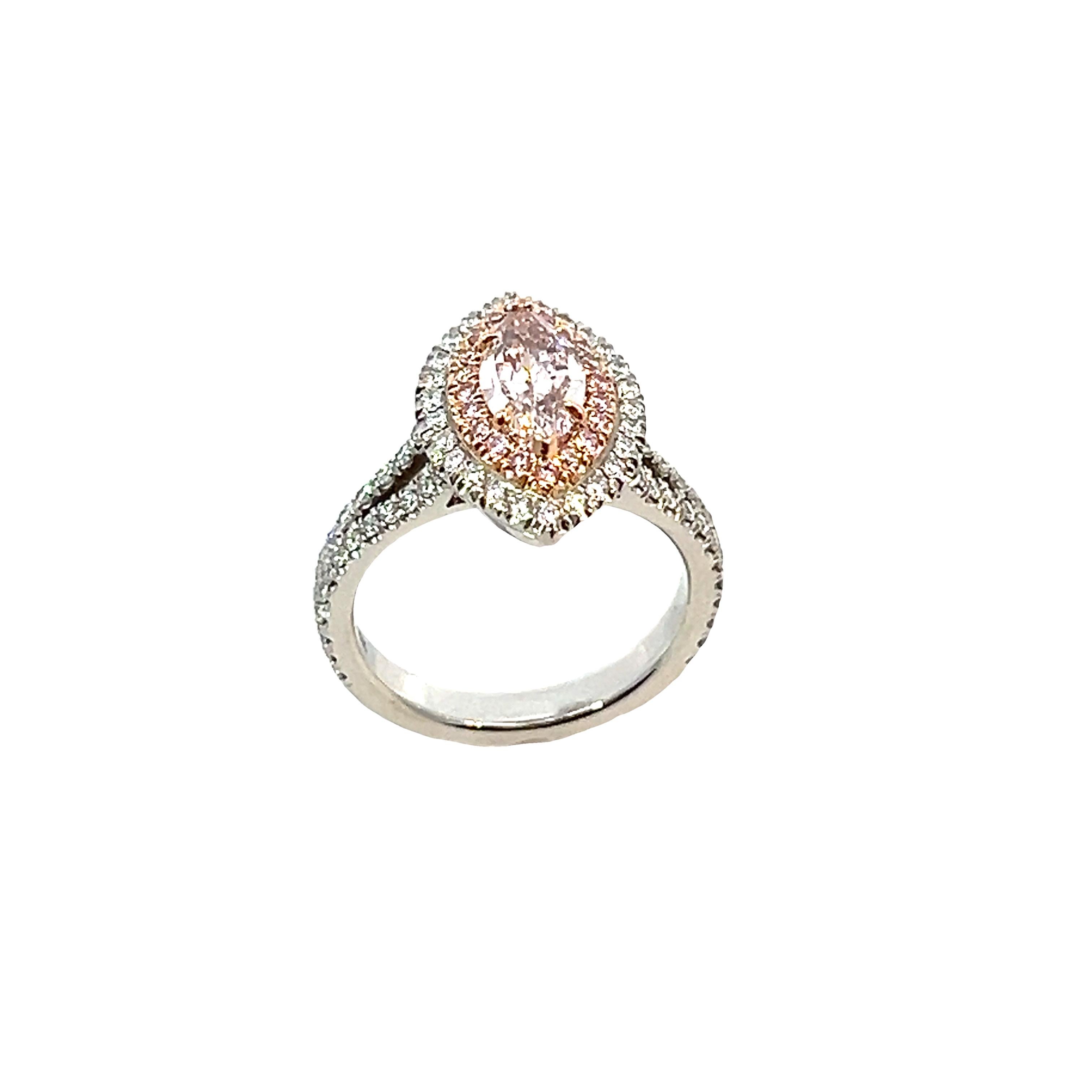 1.95CT Total Weight MQ Fancy Light Pink Ring Set in PLAT & 18KR In New Condition For Sale In New York, NY