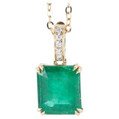 1.95ct Zambian Emerald Pendant with Clip-On Diamond Bail 14K Gold R4481