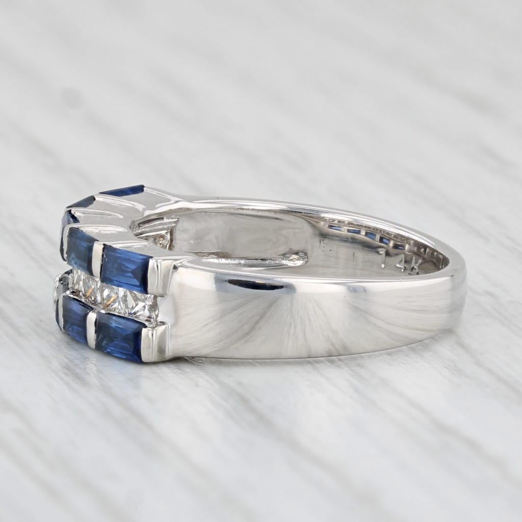 Gemstone Information:
- Natural Sapphires -
Total Carats - 1.45ctw
Cut - Baguette
Color - Dark Blue
Treatment - Heated
Please note there is wear to the surface of the sapphires.

- Natural Diamonds -
Total Carats - 0.50ctw
Cut - Princess