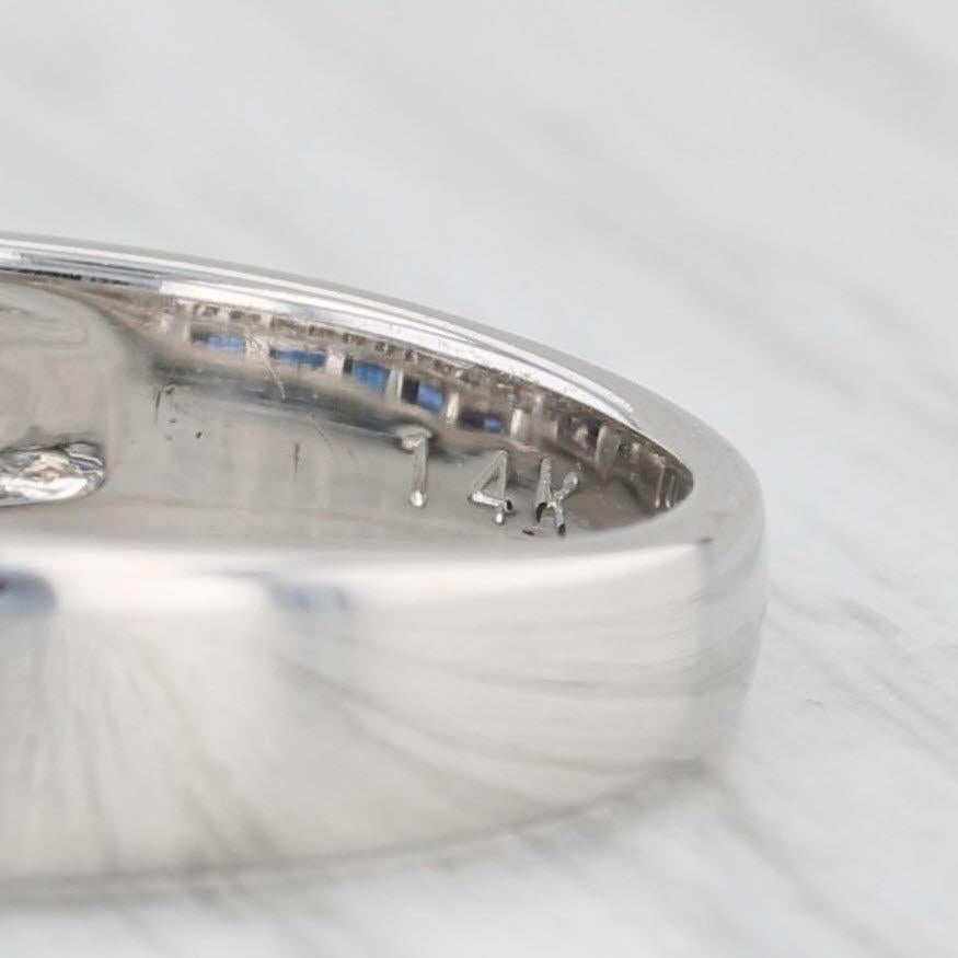 1.95ctw Blue Sapphire Diamond Ring 14k White Gold Size 6 Stackable In Good Condition For Sale In McLeansville, NC