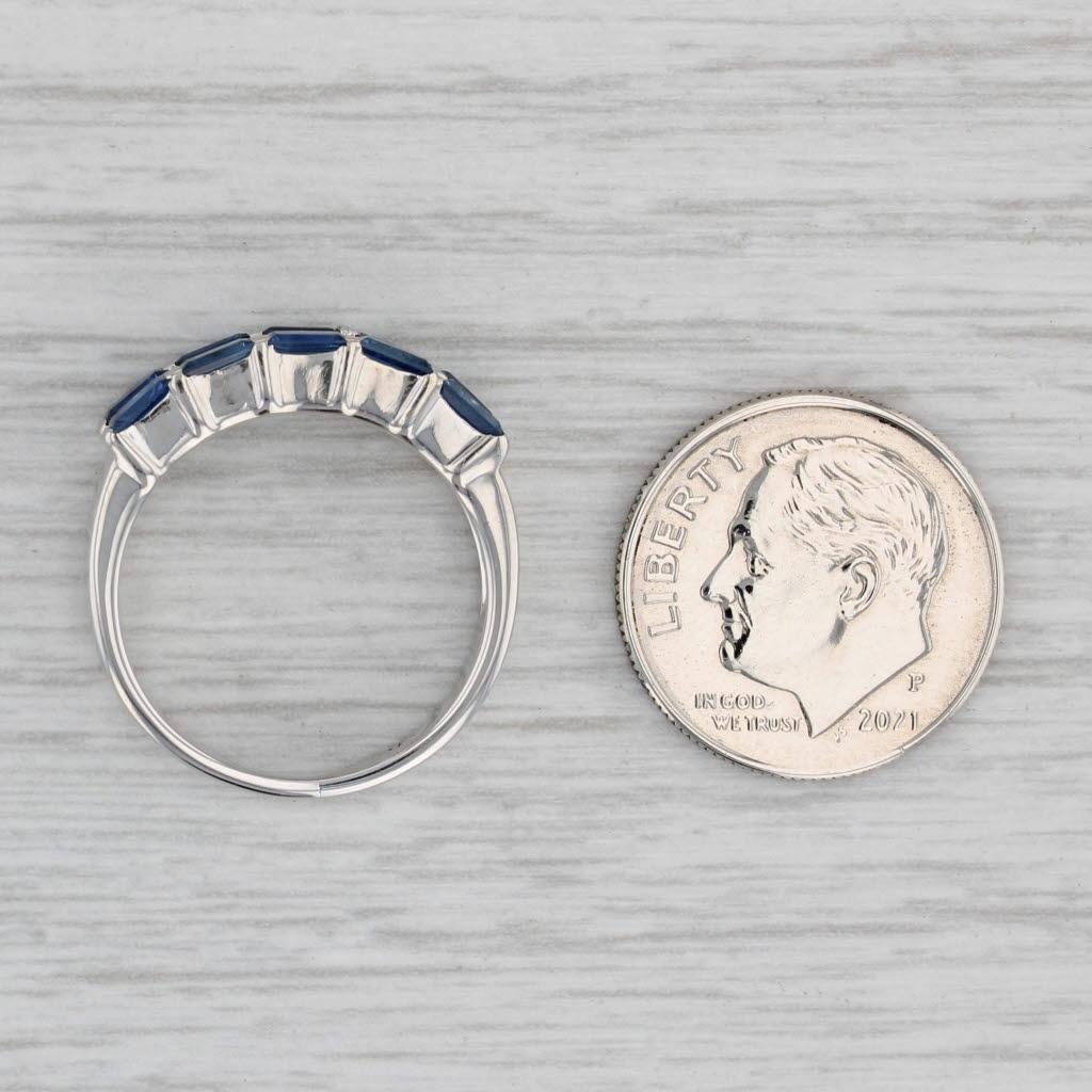 1.95ctw Blue Sapphire Diamond Ring 14k White Gold Size 6 Stackable For Sale 4