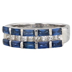 1.95ctw Zafiro Azul Anillo de Diamantes 14k Oro Blanco Talla 6 Apilable