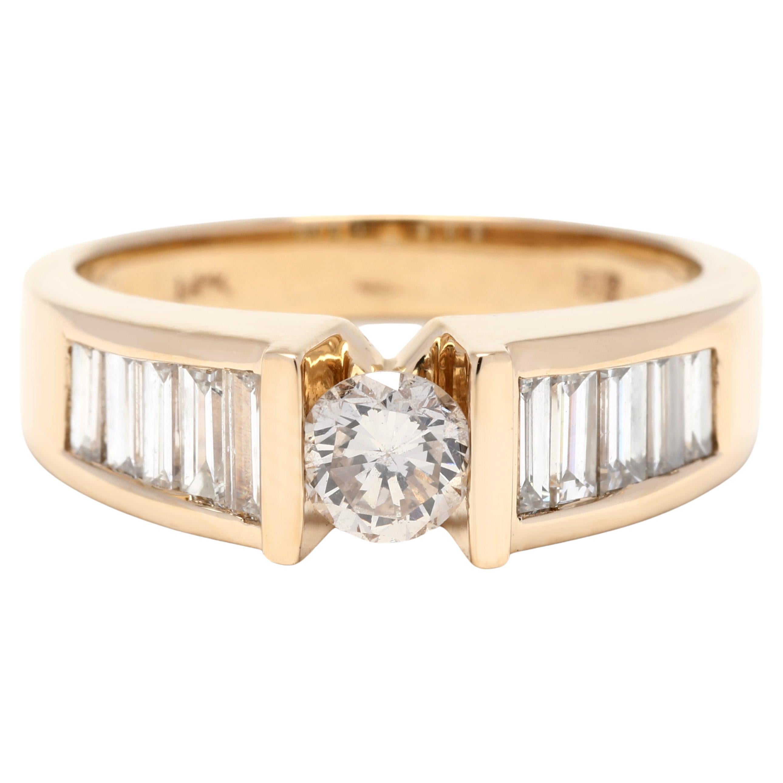 1.95ctw Modern Diamond Engagement Ring, 14K Yellow Gold, Ring Size 6.75 For Sale