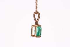 1.95tcw 14K Colombian Emerald & Diamond Rose Gold Necklace