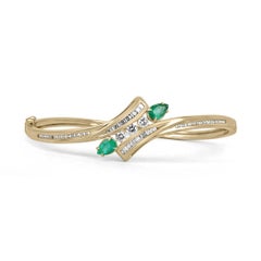 1.95tcw 14K Colombian Emerald Pear & Round/Baguette Diamond Bangle Bracelet