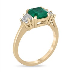 1.95tcw Five Stone Emerald & Diamond Engagement Ring, 18K Emerald Trapezoid Ring