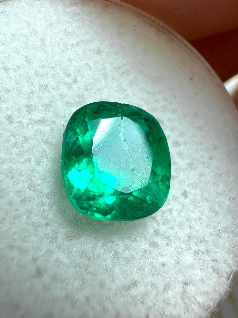 Modern 1.96 Carat 7.5x7.5 Muzo Green Colombian Emerald - Cushion Cut Genuine Gem For Sale