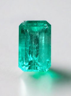 1.96 Carat 9x6 Bluish Green Loose Colombian Emerald - Emerald Cut Genuine May
