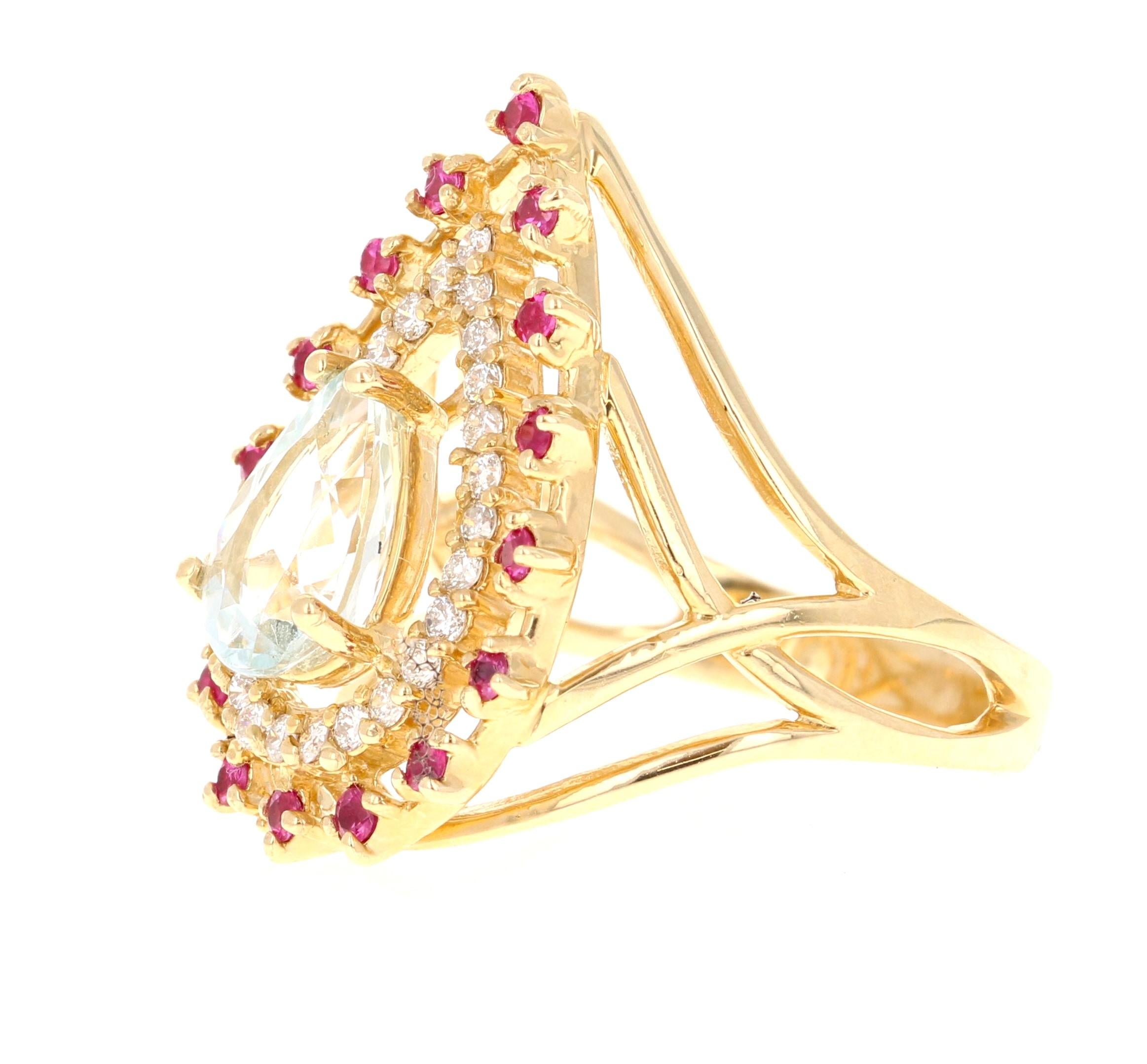 Anello Cocktail in oro giallo con zaffiro e diamante da 1,96 carati In condizioni Nuovo in vendita a Los Angeles, CA